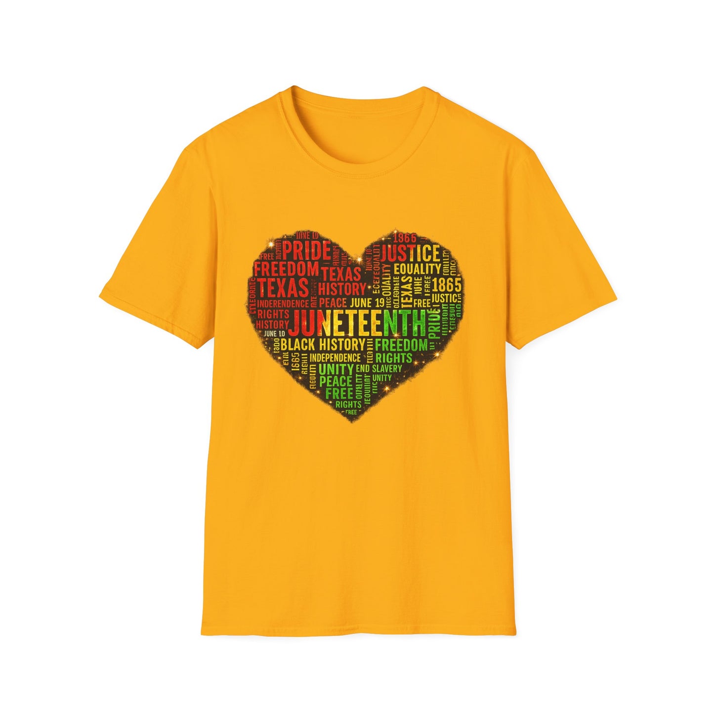 Juneteenth Heart T-Shirt — Black History, Freedom & Equality Word Art
