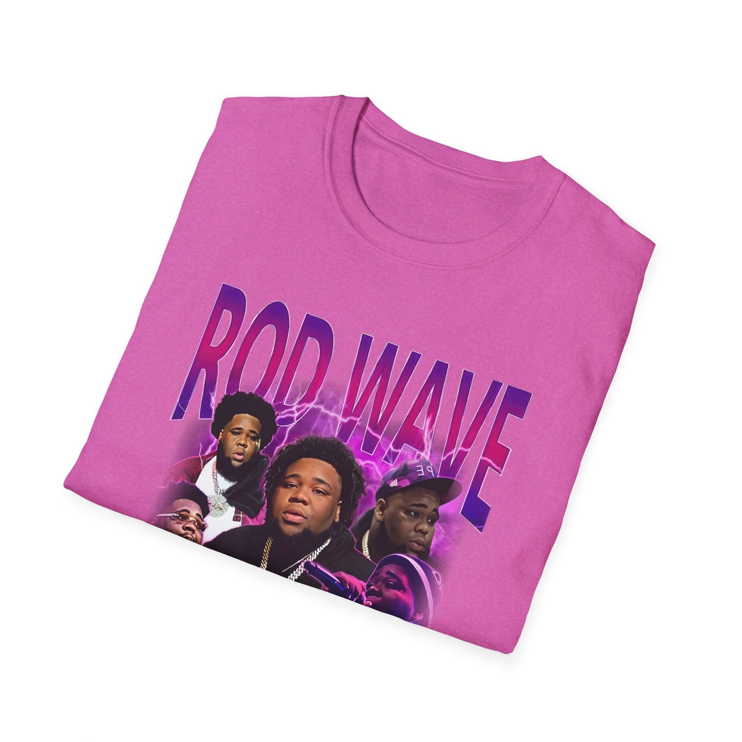 Rod Wave Graphic Unisex Tee – Purple Lightning Collage Shirt – Fan Art T-Shirt for Music Lovers