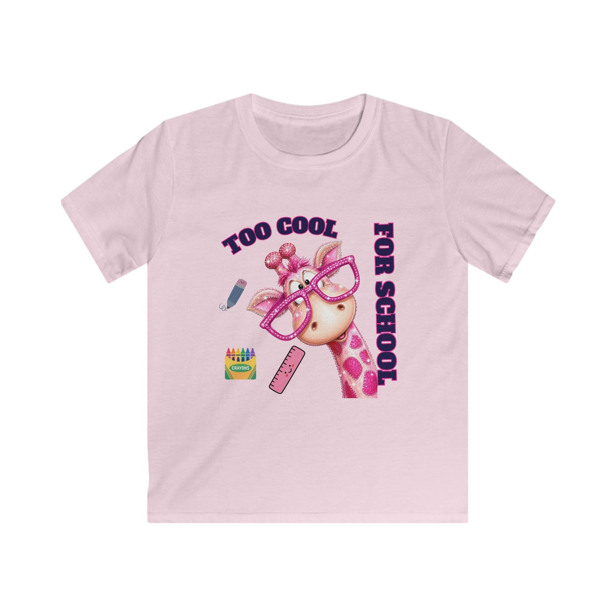 Kids Tee — "Too Cool for School" Giraffe Back-to-School Shirt