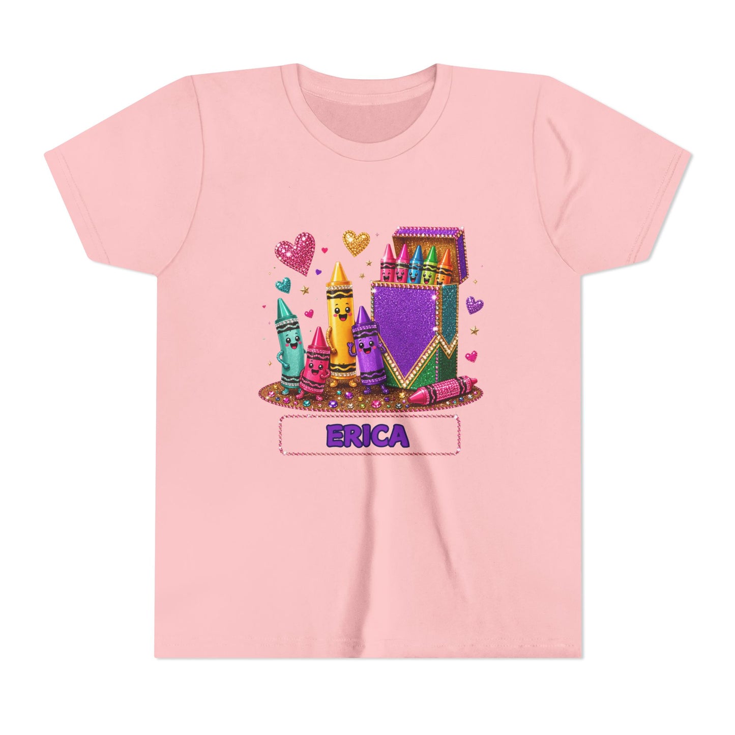 Kids Crayon Box Personalized Tee — Cute Colorful Art Shirt with Name