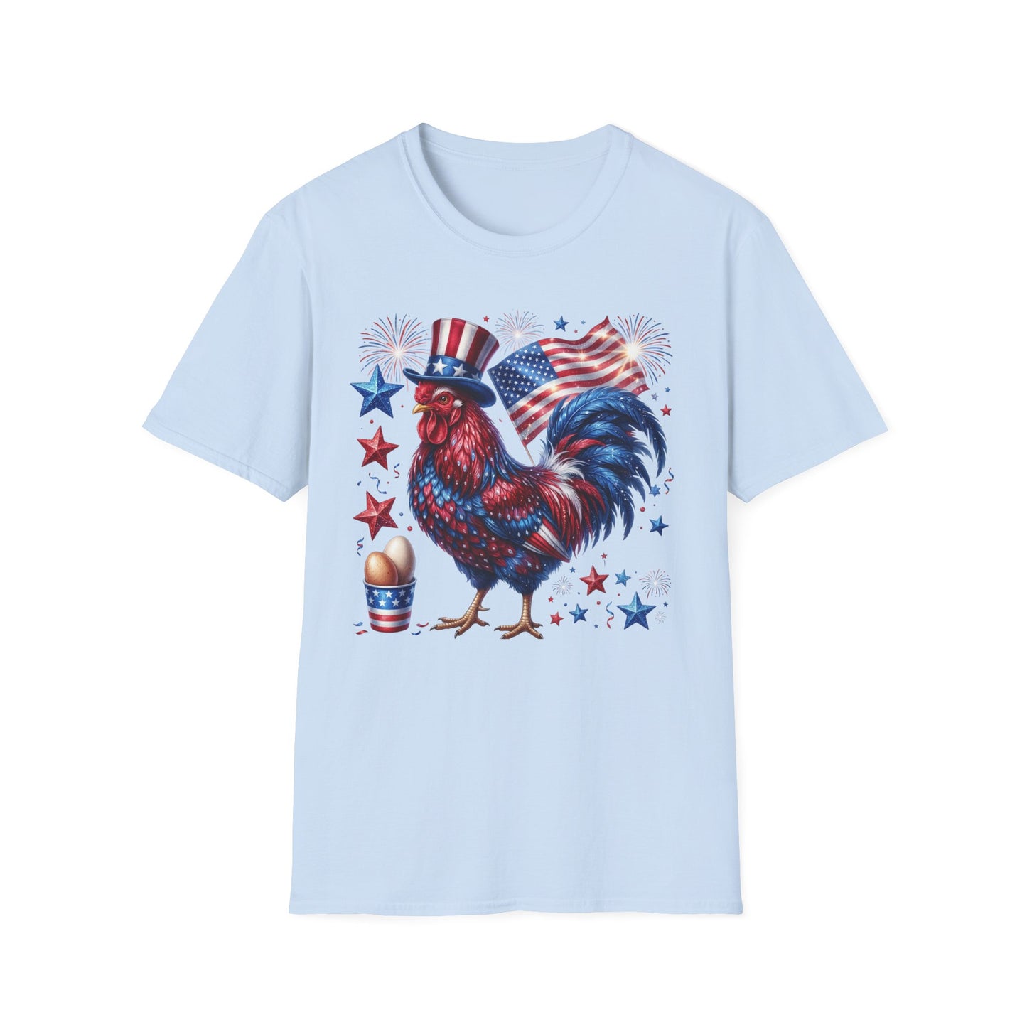 Patriotic Rooster T-Shirt — American Flag USA 4th of July Tee