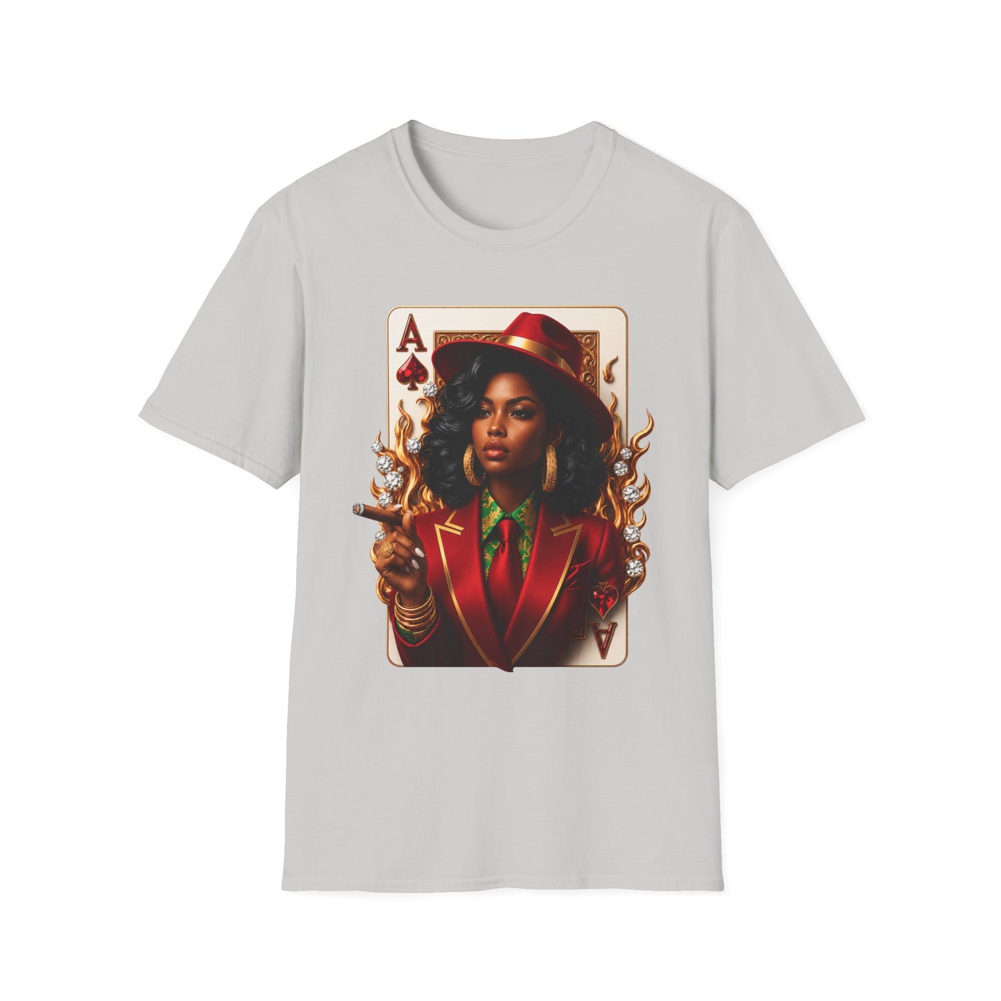 Ace of Spades Queen Playing Card T-Shirt — Bold Afrocentric Portrait Tee