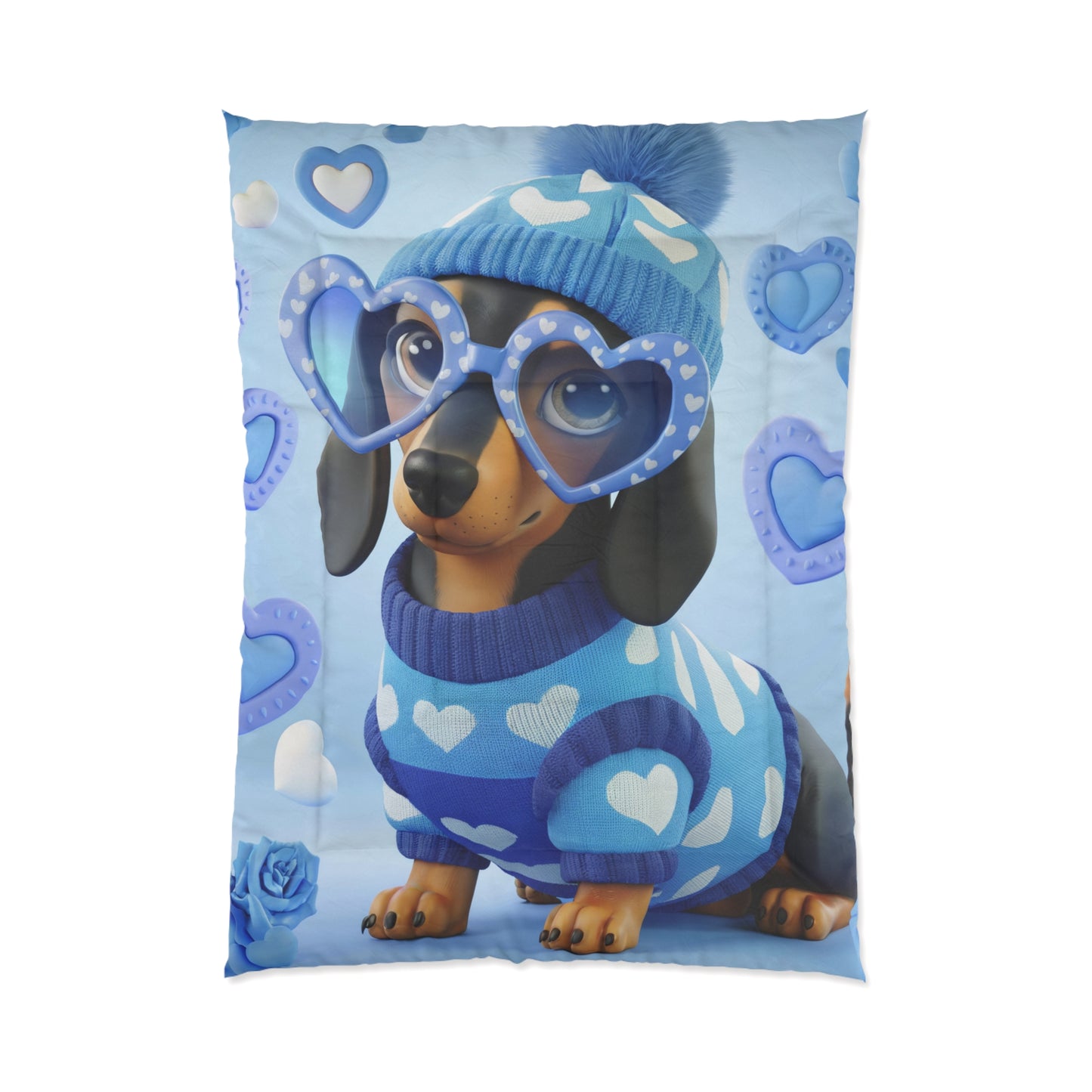 Cozy Hearts Dachshund Comforter/ Matching Pillow Sham & Curtains Also Available!