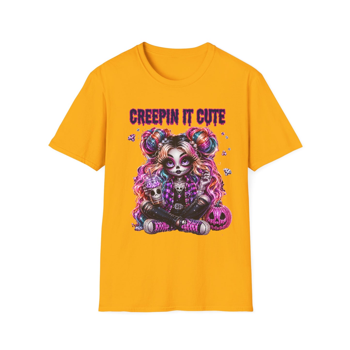 Creepin' It Cute T-Shirt — Colorful Gothic Sugar Skull Design