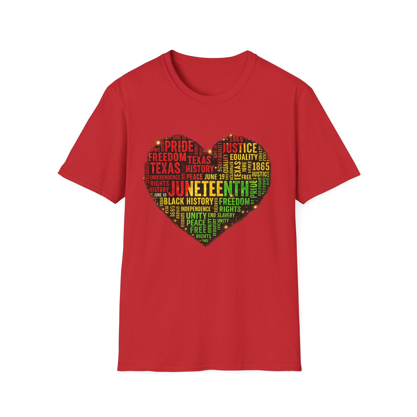 Juneteenth Heart T-Shirt — Black History, Freedom & Equality Word Art