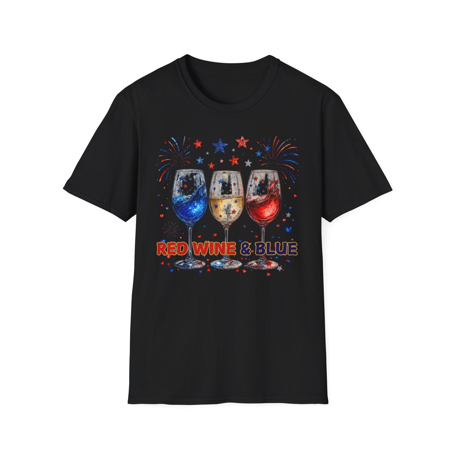 Stars, Fireworks & Wine Patriotic Shirt (4th of July)