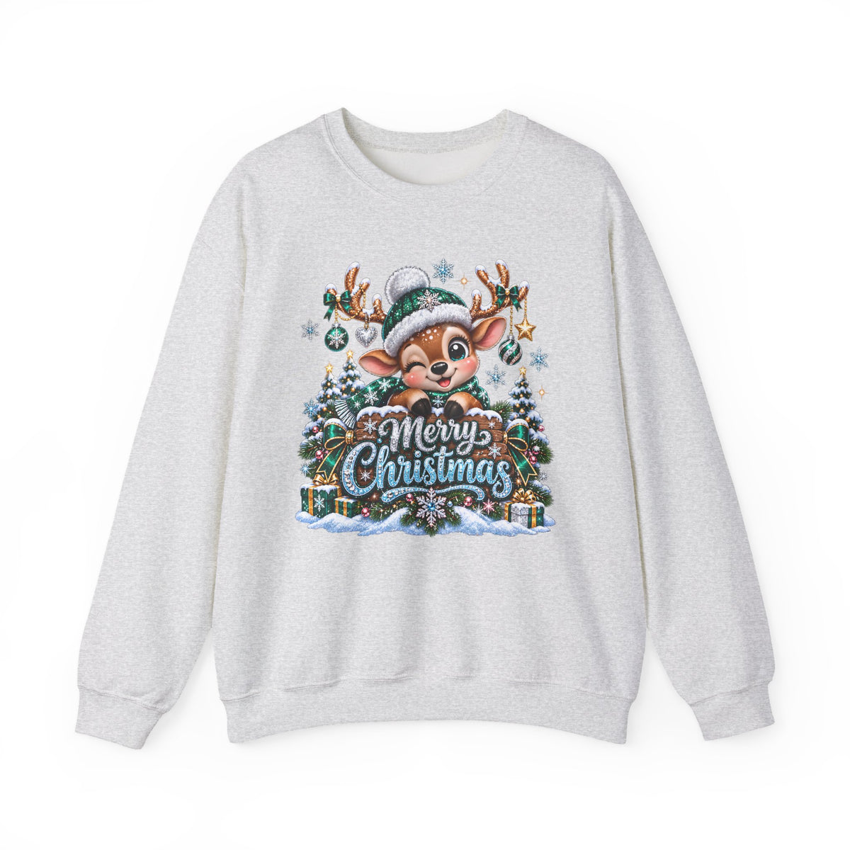 Christmas Reindeer Crewneck Sweatshirt — Merry Christmas Cute Holiday Sweater