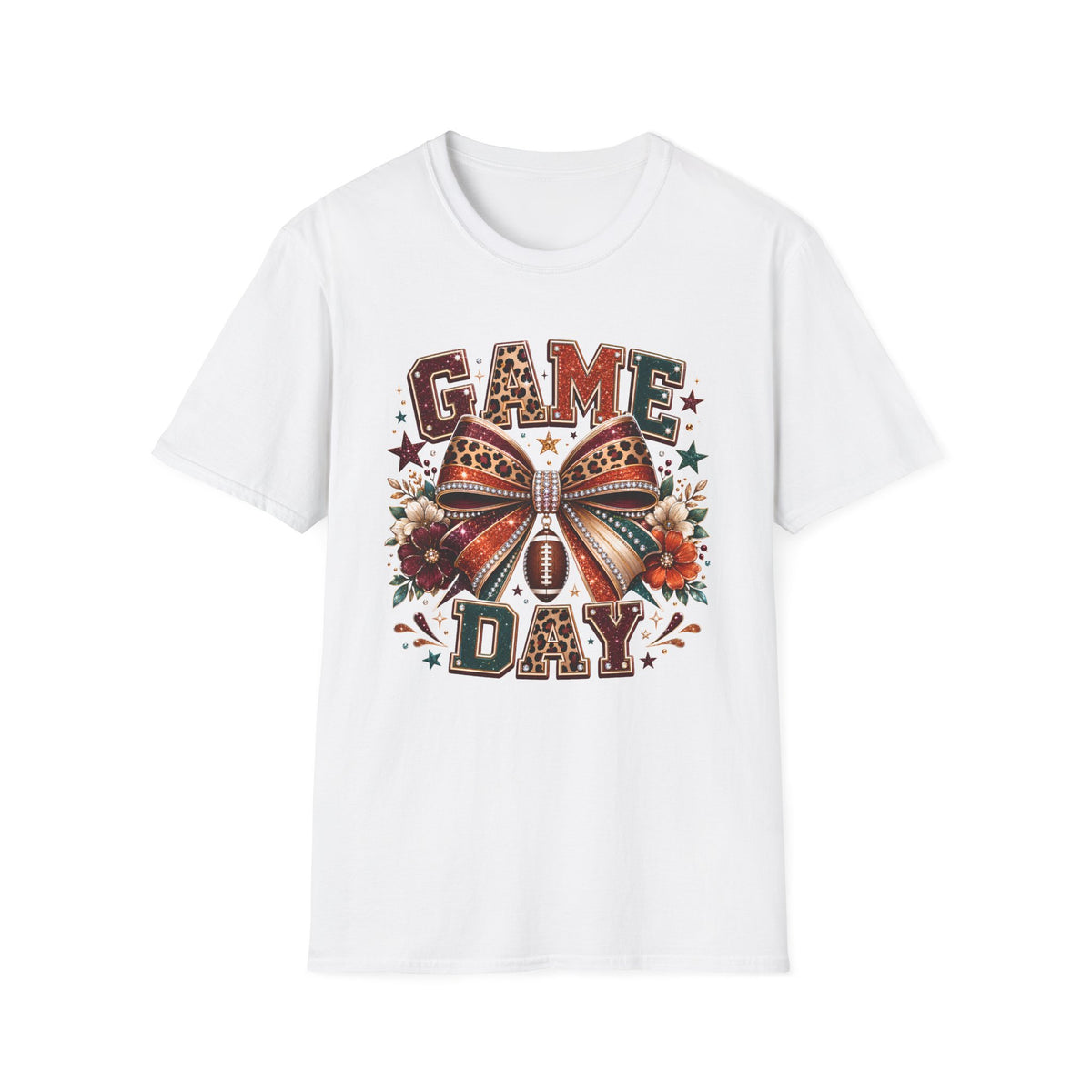 Game Day T‑Shirt — Leopard Bow Football Spirit Tee