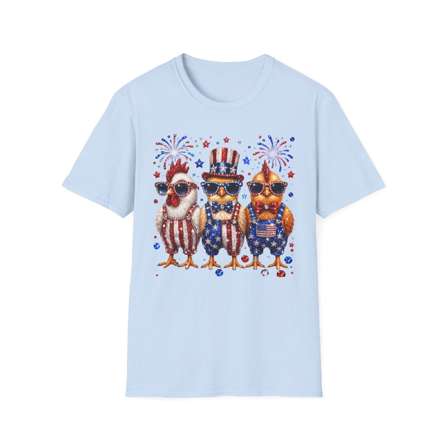 Patriotic Chickens T-Shirt — 4th of July USA Fireworks Tee