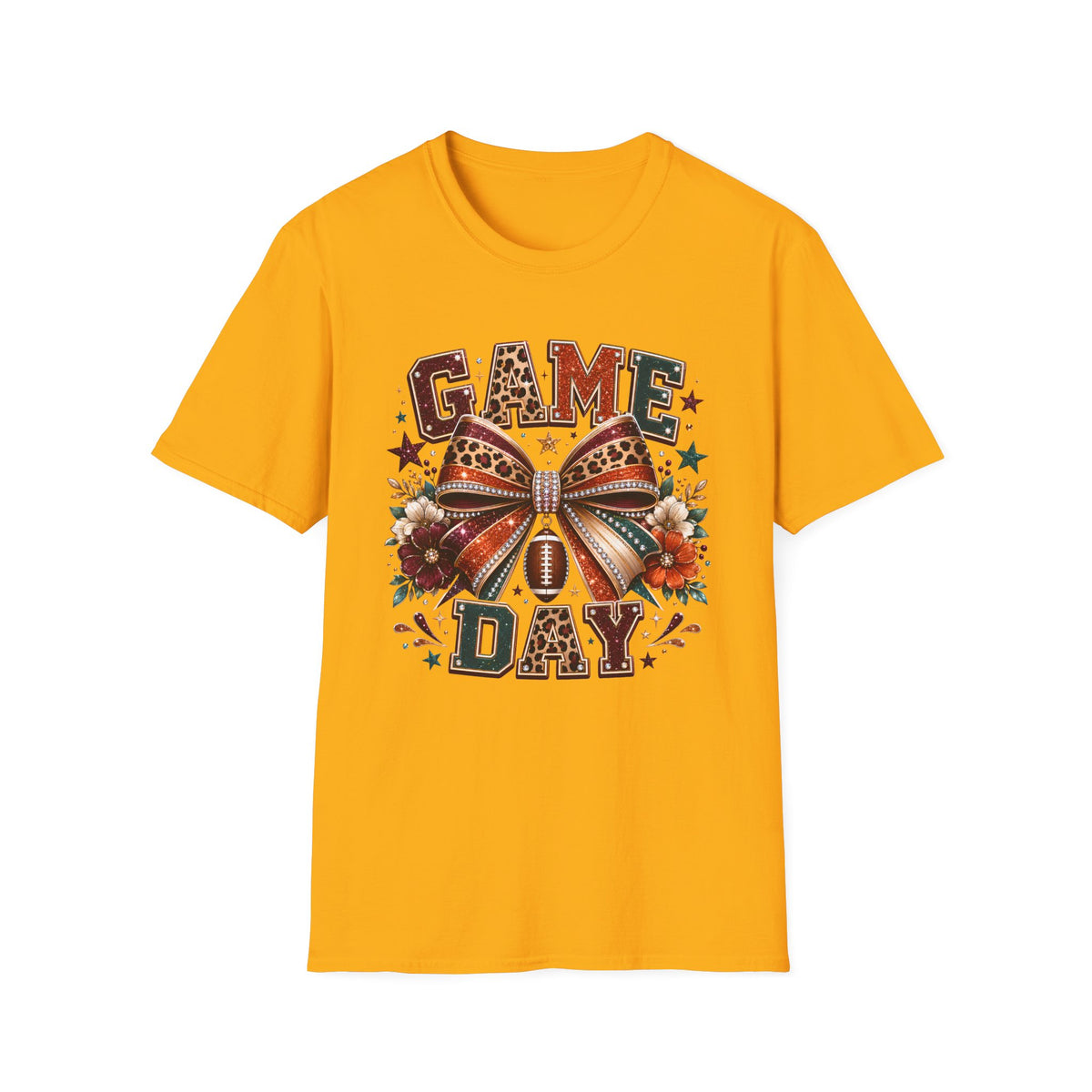 Game Day T‑Shirt — Leopard Bow Football Spirit Tee