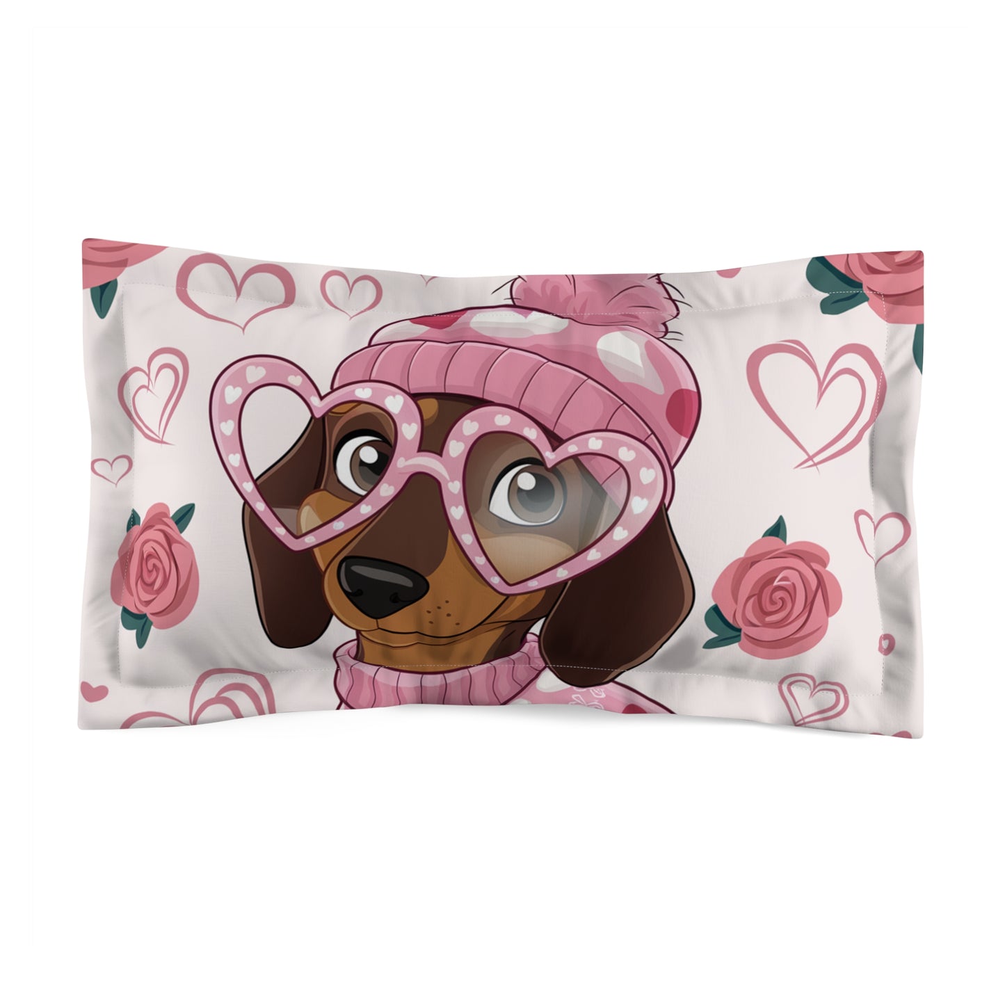 Sweetheart Dachshund Pillow Sham (1 Piece) / Matching Comforter and Curtains Also Available!
