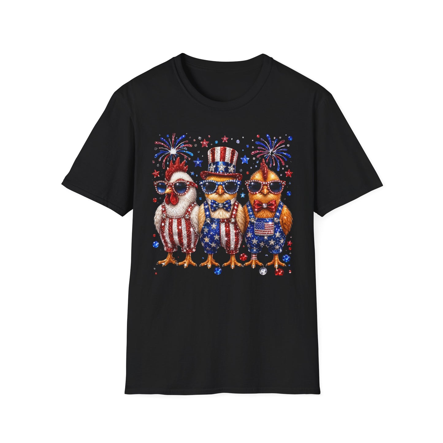 Patriotic Chickens T-Shirt — 4th of July USA Fireworks Tee