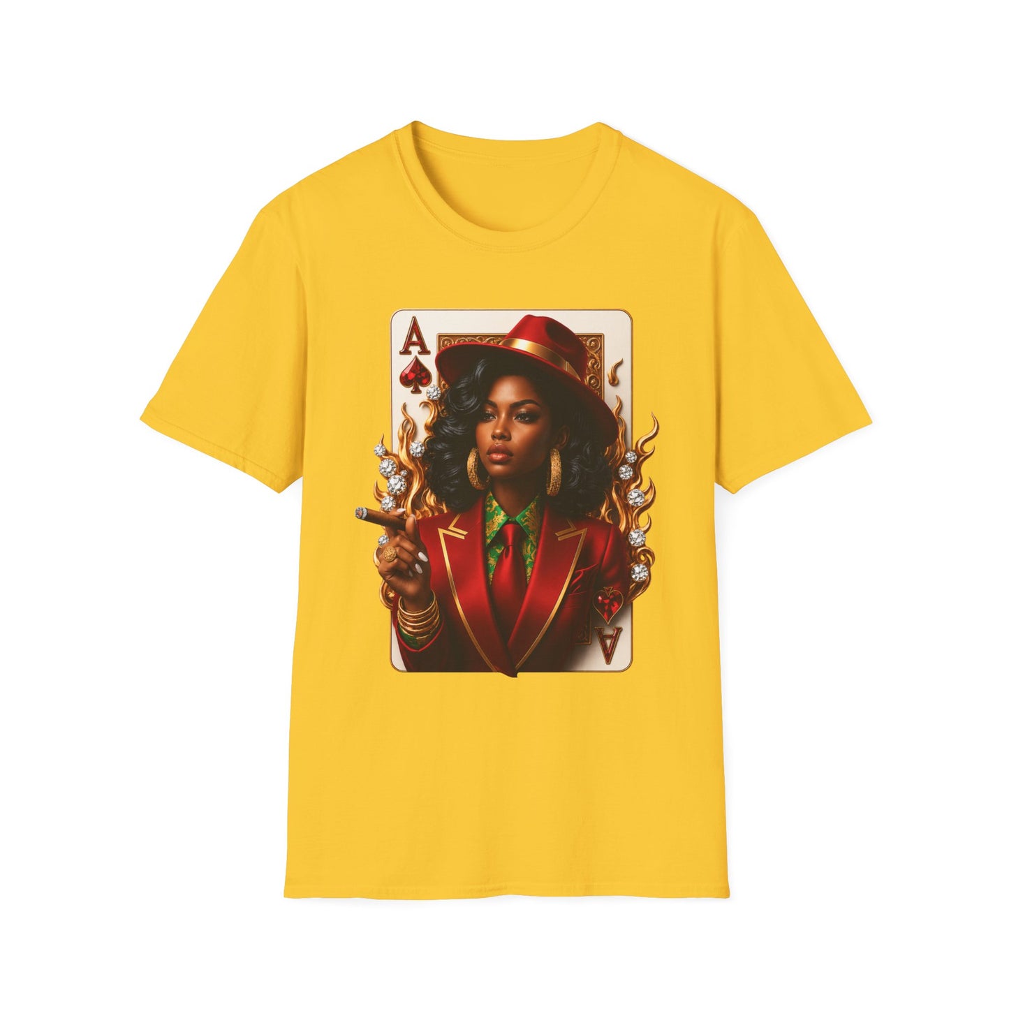 Ace of Spades Queen Playing Card T-Shirt — Bold Afrocentric Portrait Tee