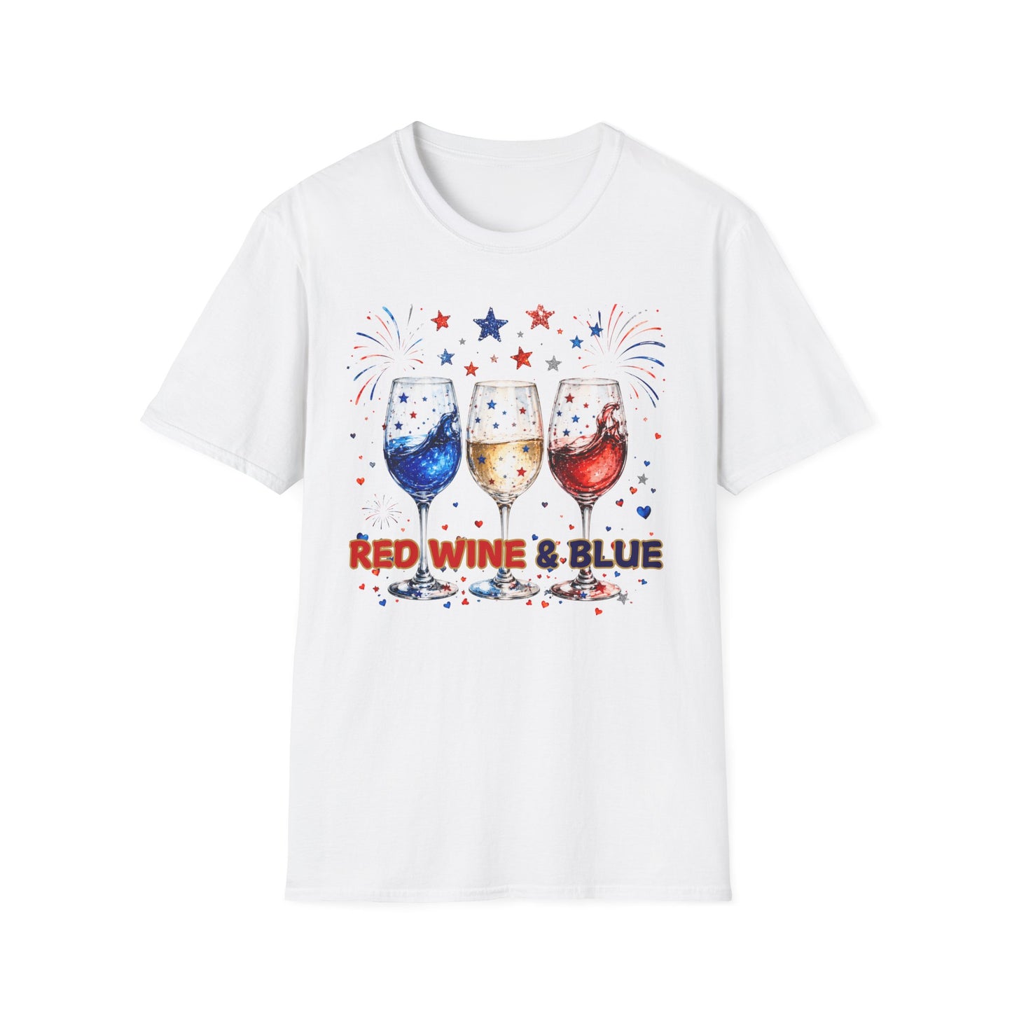Stars, Fireworks & Wine Patriotic Shirt (4th of July)