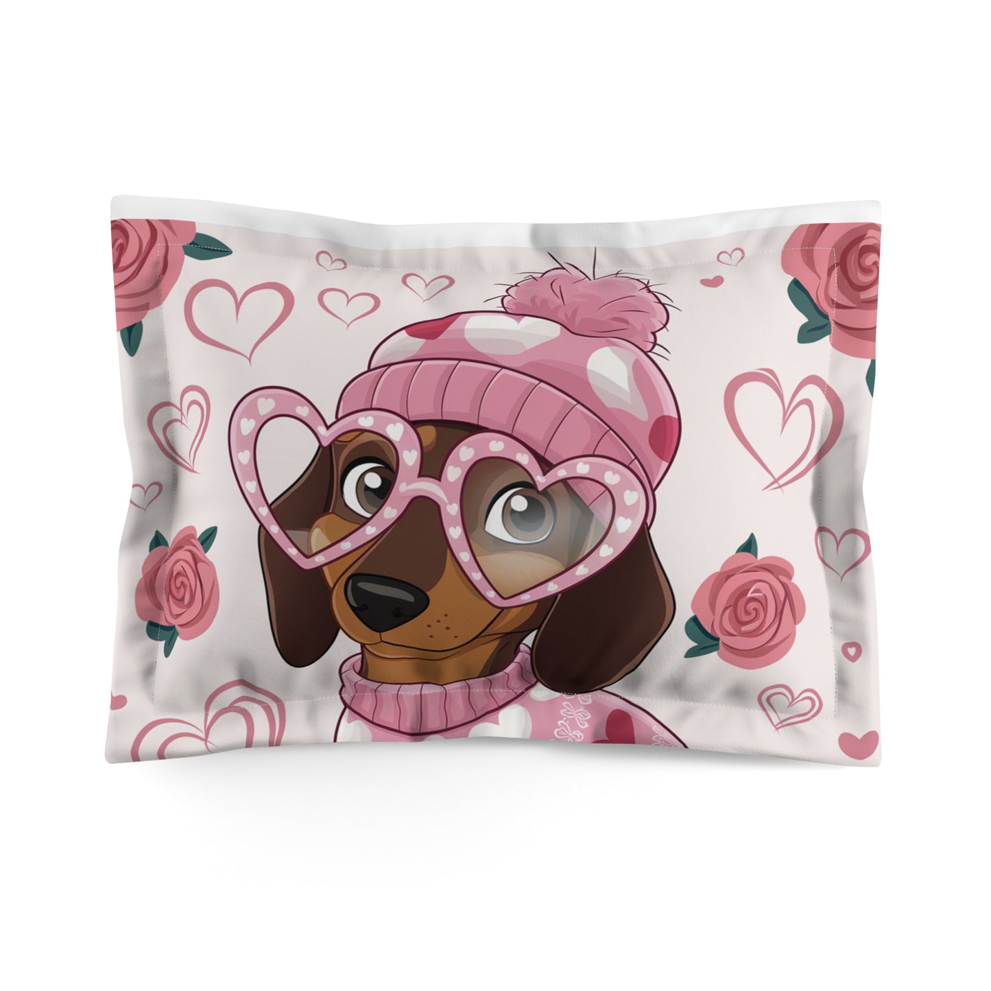 Sweetheart Dachshund Pillow Sham (1 Piece) / Matching Comforter and Curtains Also Available!