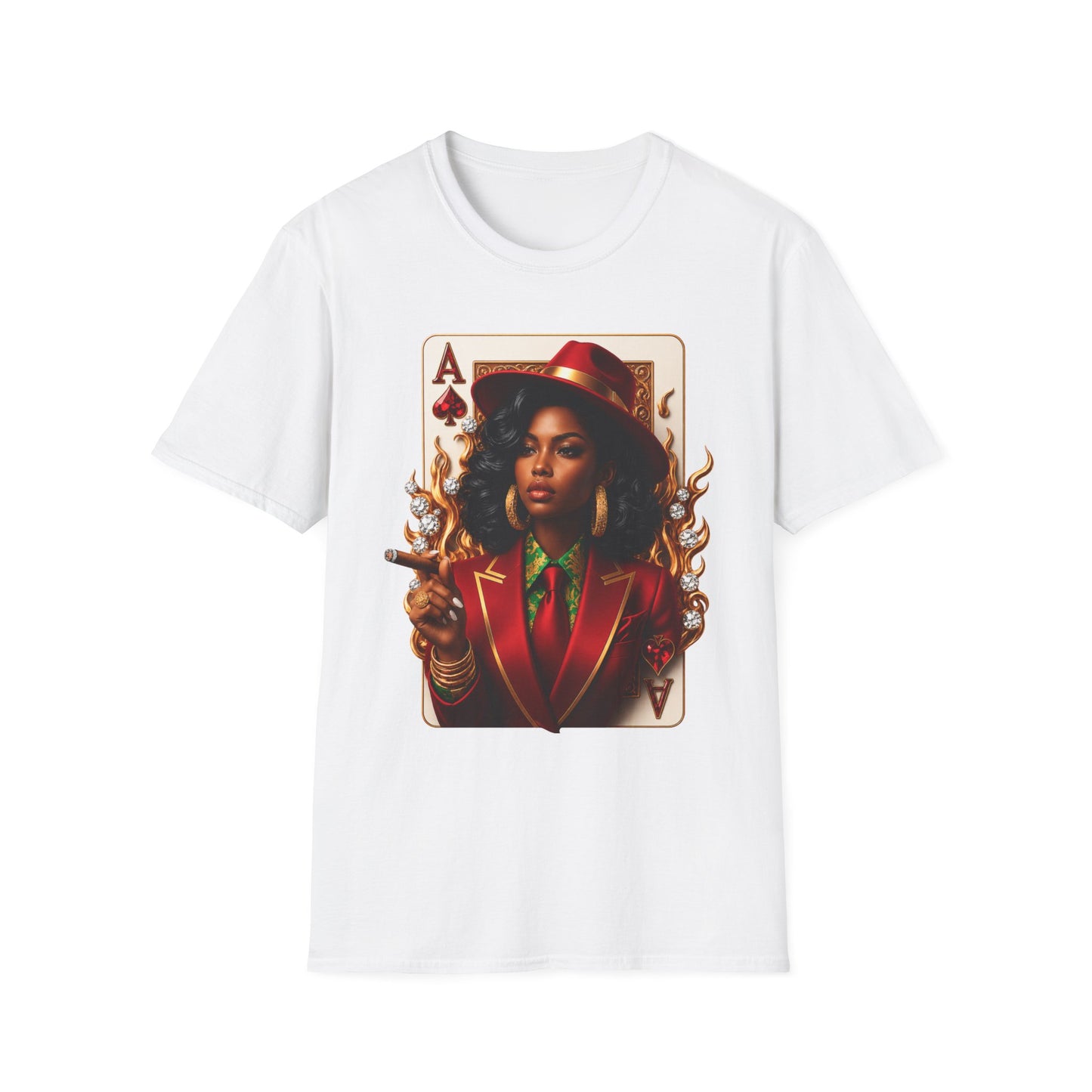 Ace of Spades Queen Playing Card T-Shirt — Bold Afrocentric Portrait Tee