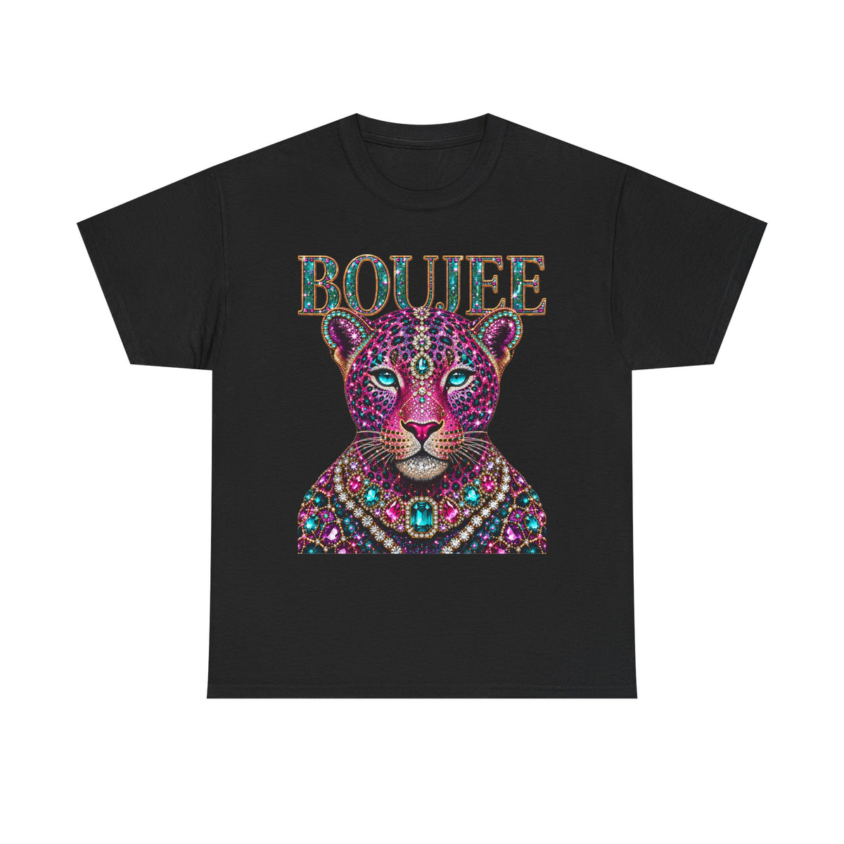 Boujee Leopard T-Shirt — Gemstone Jewel-Tone Graphic Tee