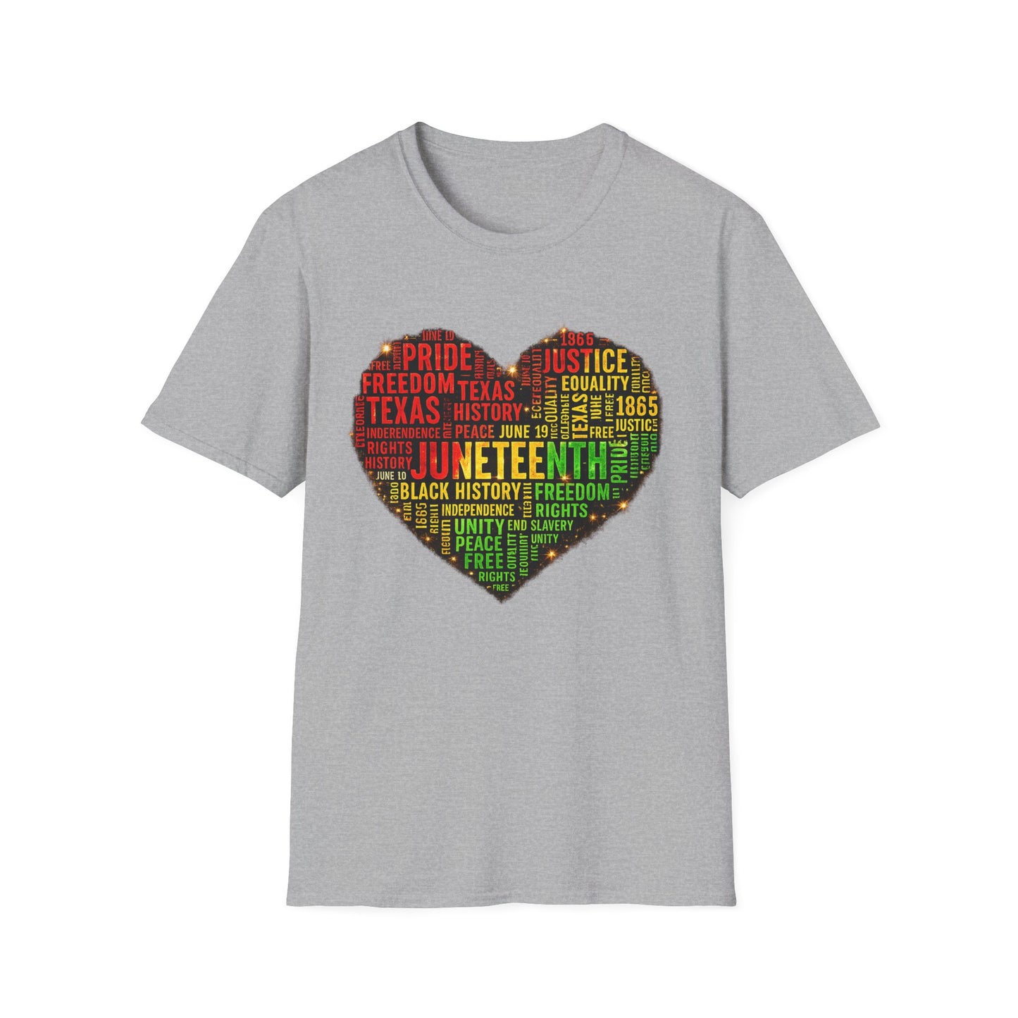 Juneteenth Heart T-Shirt — Black History, Freedom & Equality Word Art