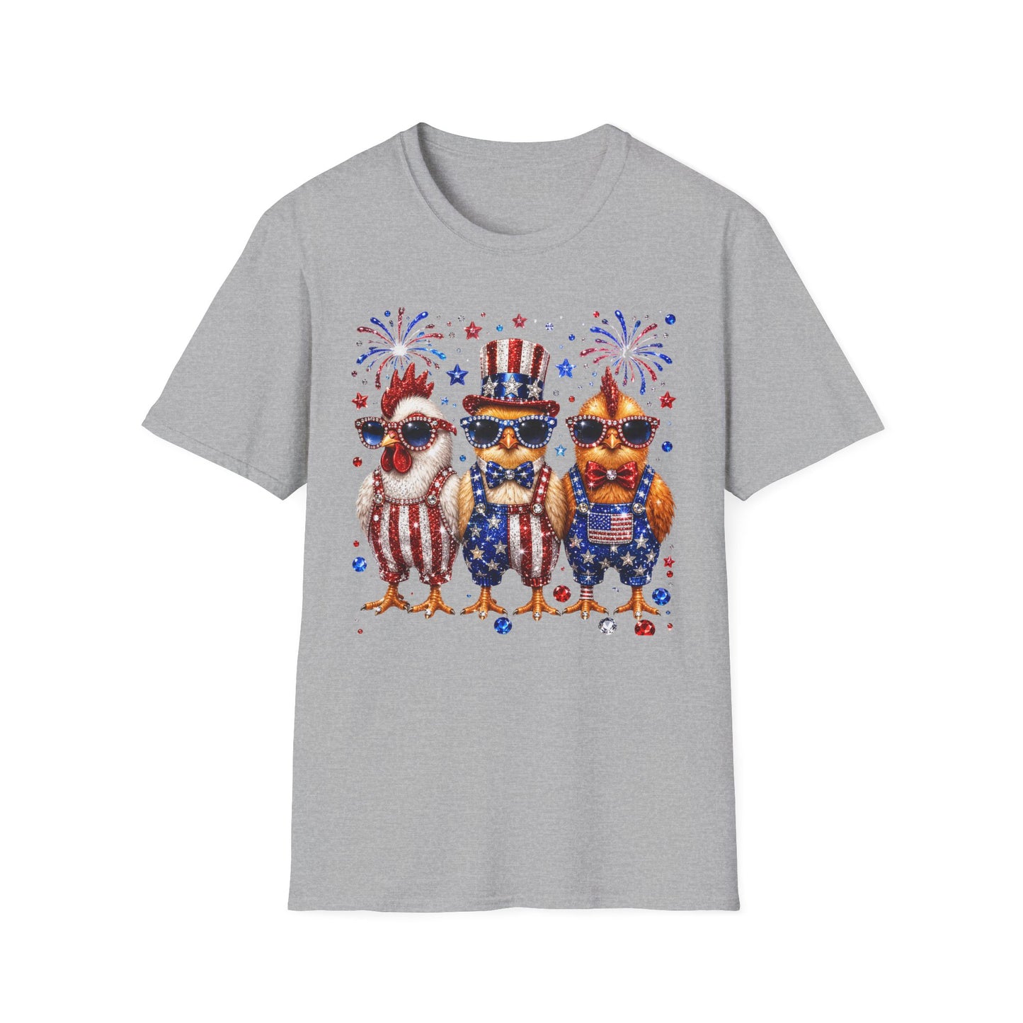 Patriotic Chickens T-Shirt — 4th of July USA Fireworks Tee
