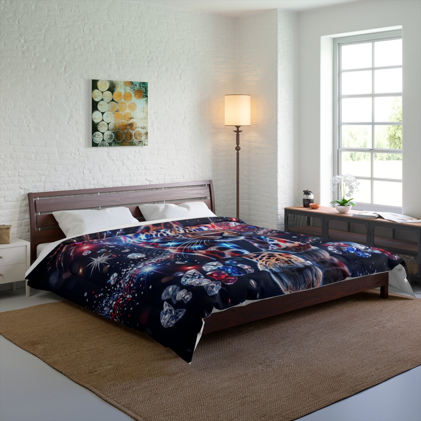 Galaxy Leopard Comforter — Cosmic Jewel Leopard Bedding for Teens & Wildlife Lovers
