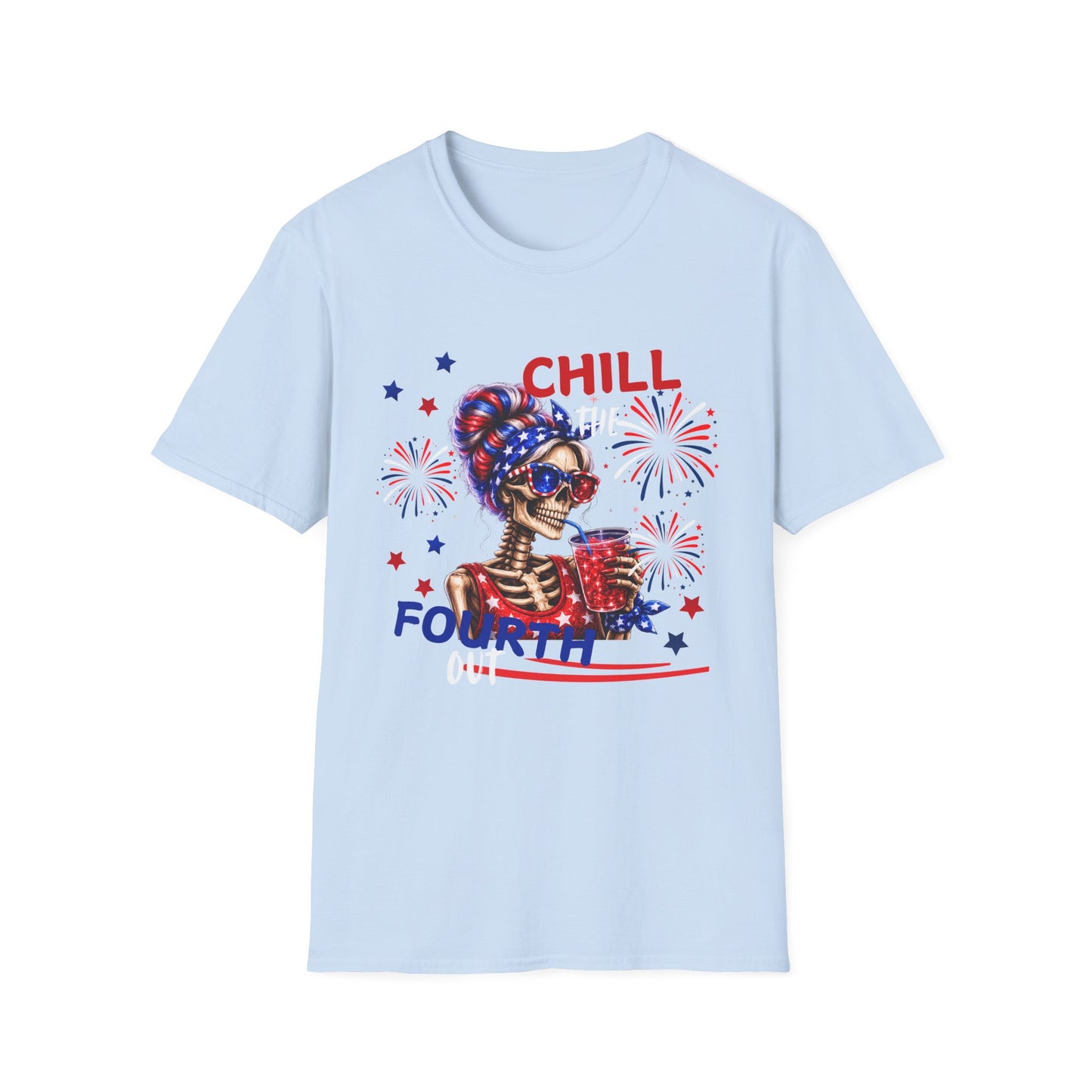 4th of July 'Chill' Skull Tee — Patriotic Fireworks Graphic T-Shirt