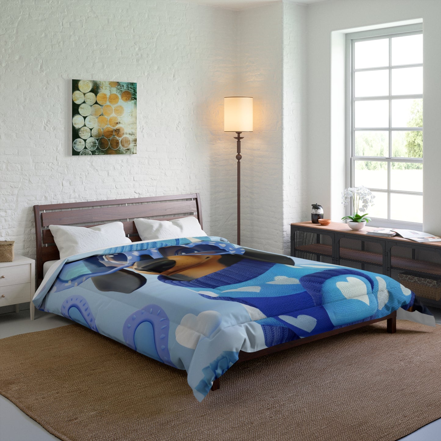 Cozy Hearts Dachshund Comforter/ Matching Pillow Sham & Curtains Also Available!
