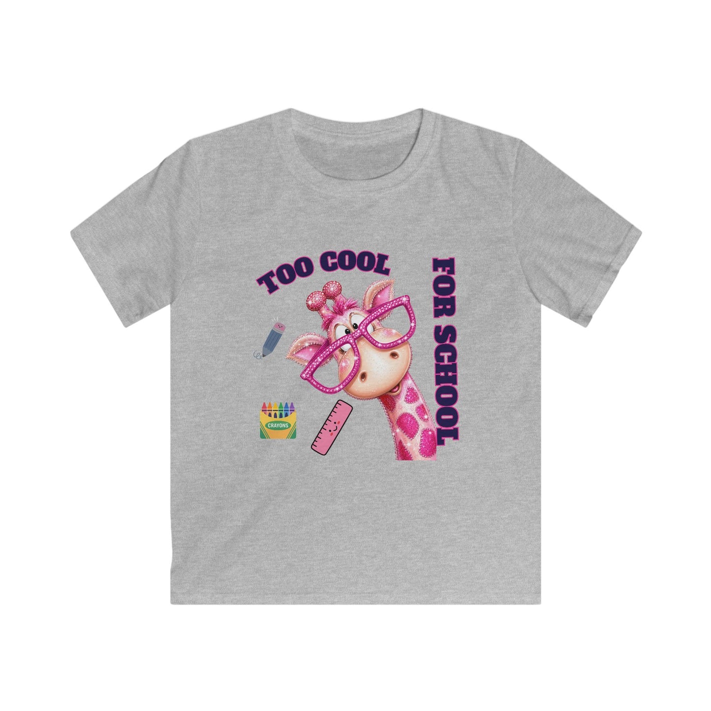Kids Tee — "Too Cool for School" Giraffe Back-to-School Shirt