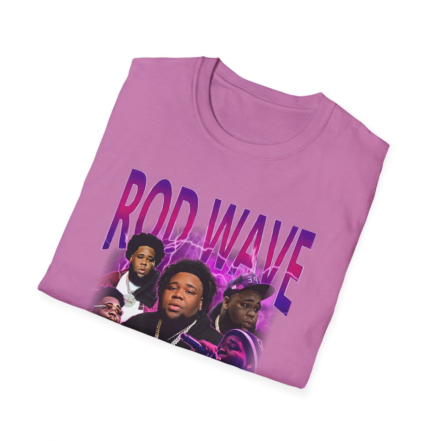 Rod Wave Graphic Unisex Tee – Purple Lightning Collage Shirt – Fan Art T-Shirt for Music Lovers