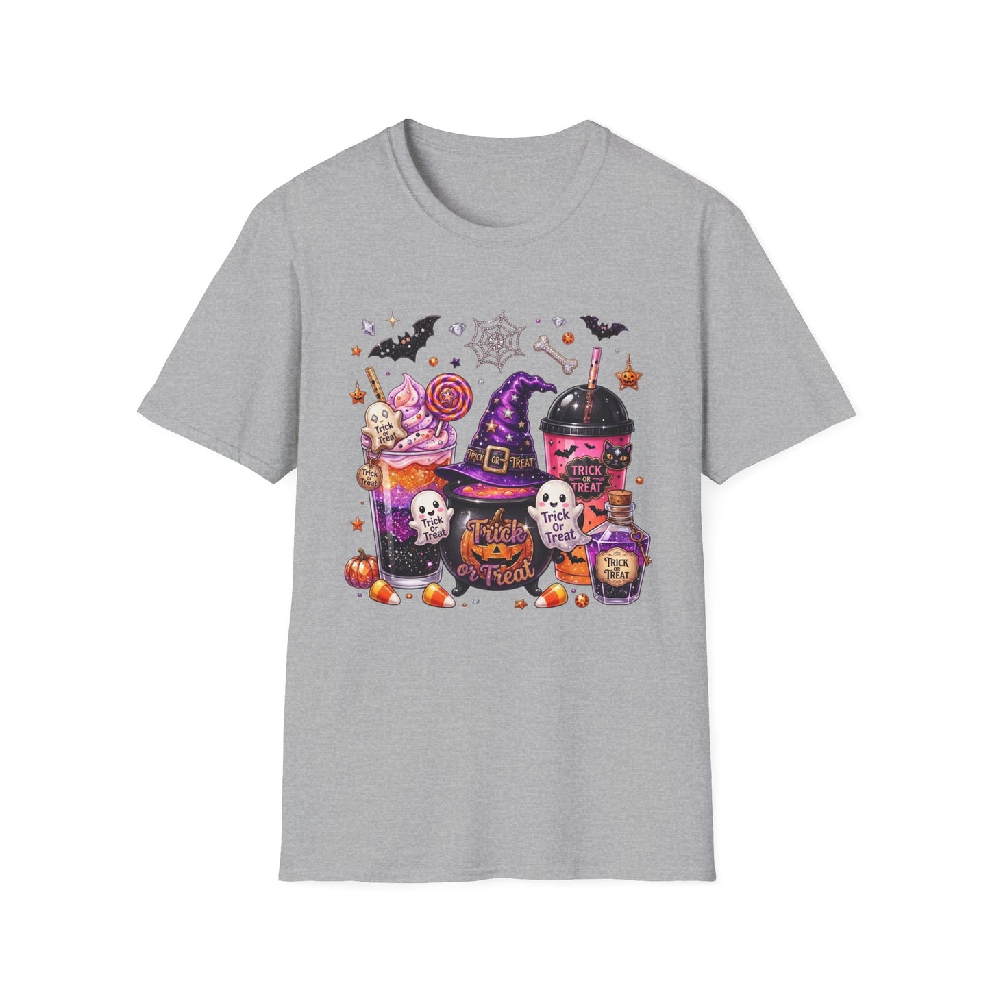 Halloween Candy & Cauldron T-Shirt — Trick or Treat Witchy Sweets Tee