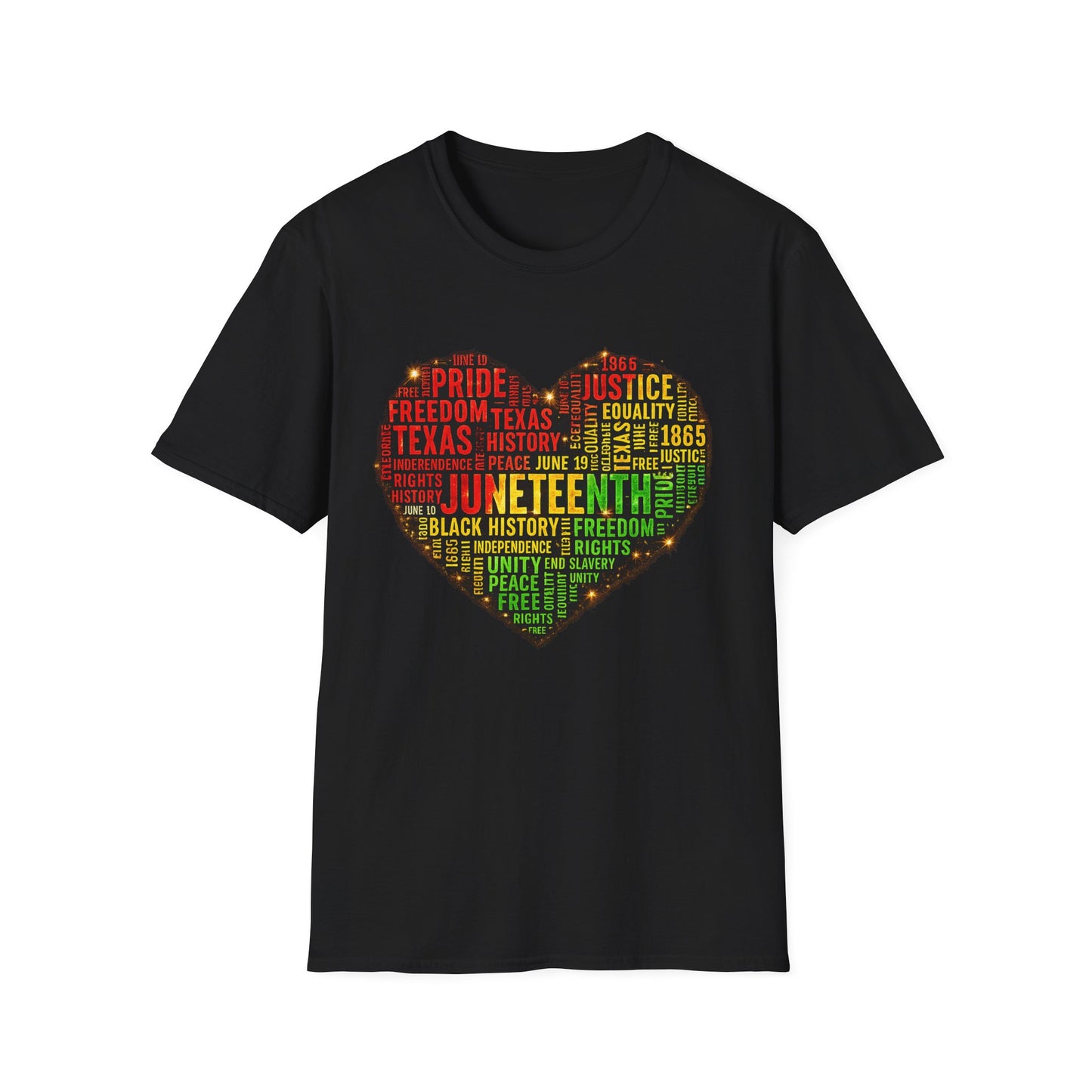 Juneteenth Heart T-Shirt — Black History, Freedom & Equality Word Art