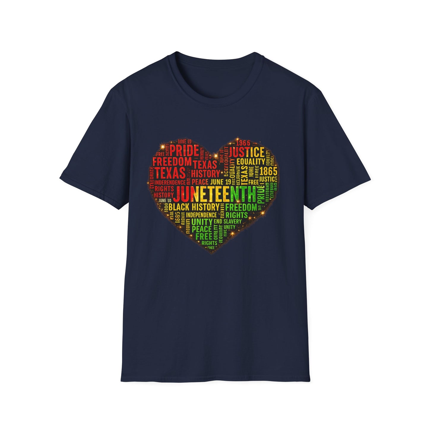 Juneteenth Heart T-Shirt — Black History, Freedom & Equality Word Art