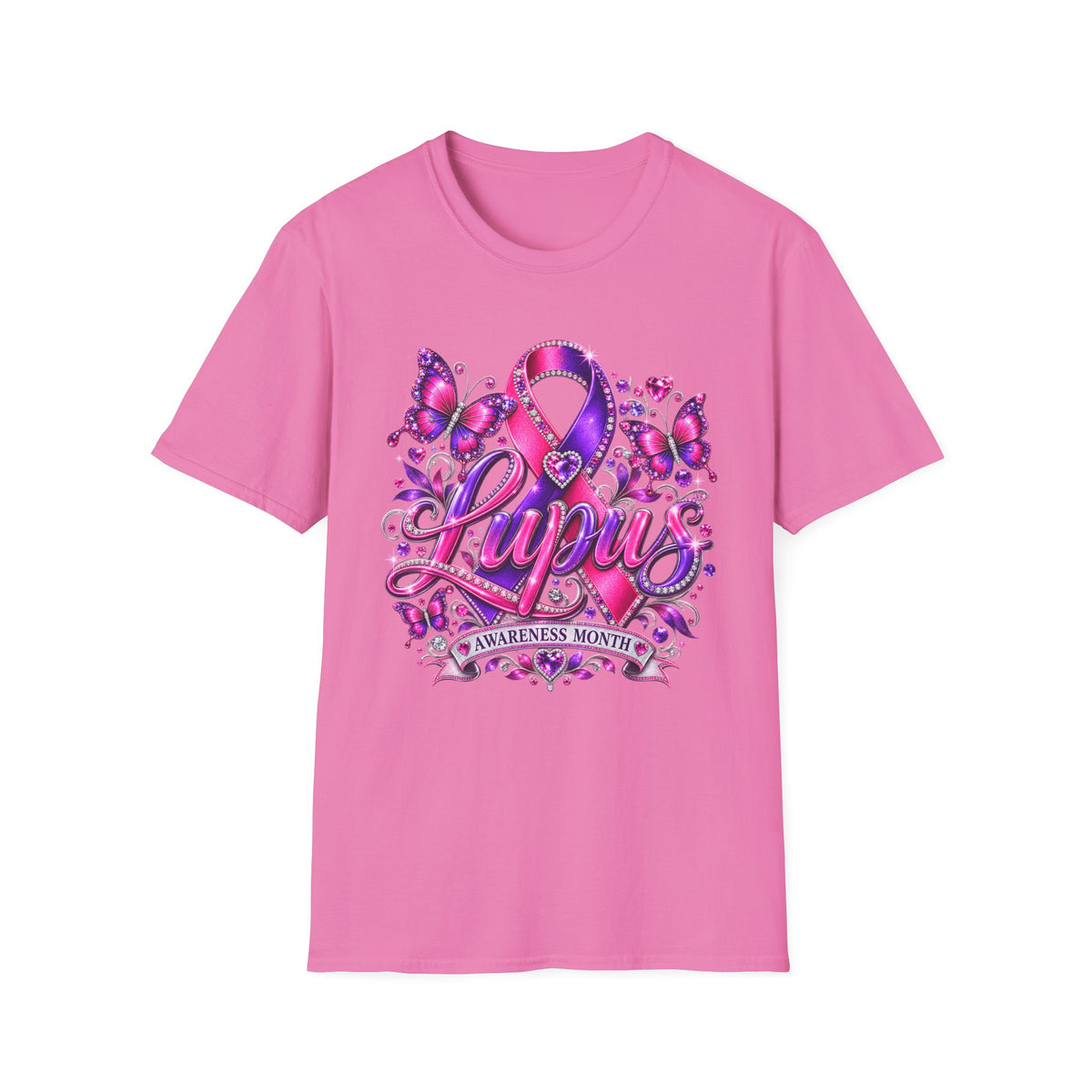 Lupus Awareness T-Shirt — Purple Ribbon & Butterflies Empowerment Tee