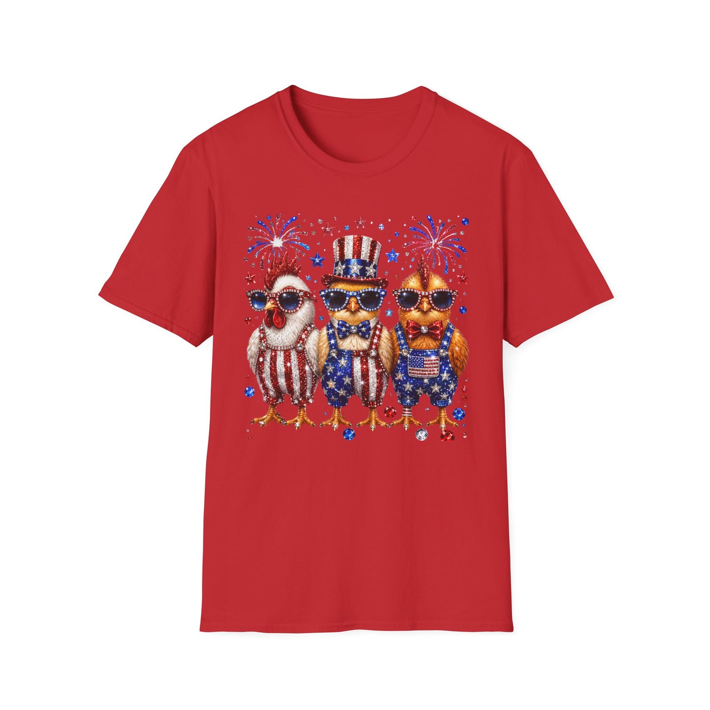 Patriotic Chickens T-Shirt — 4th of July USA Fireworks Tee