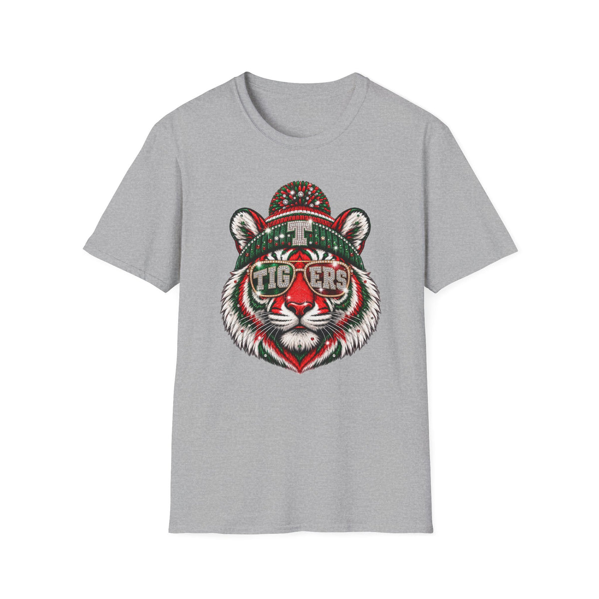Tiger Face Holiday Beanie T-Shirt — 'TIGERS' Sunglasses Graphic