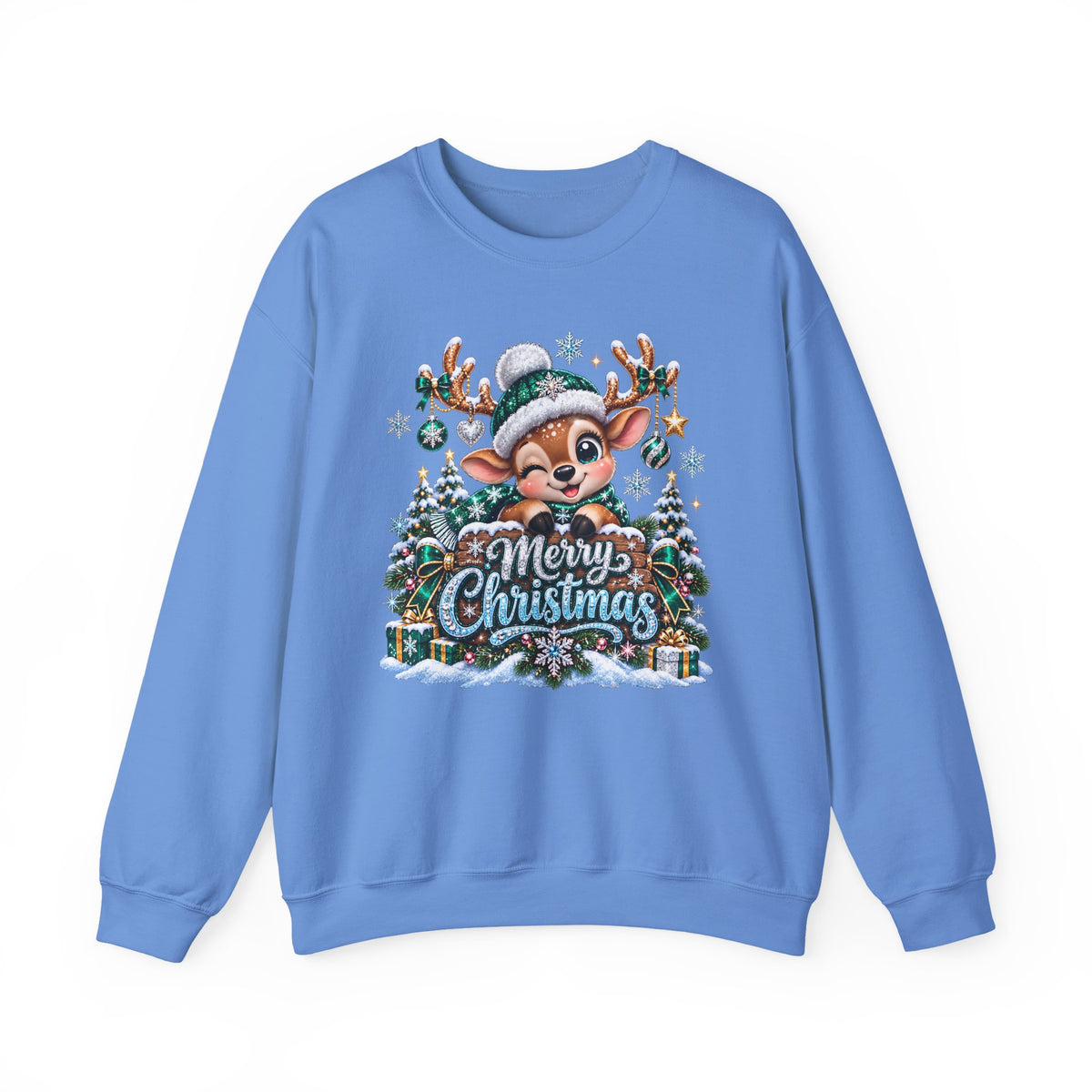 Christmas Reindeer Crewneck Sweatshirt — Merry Christmas Cute Holiday Sweater