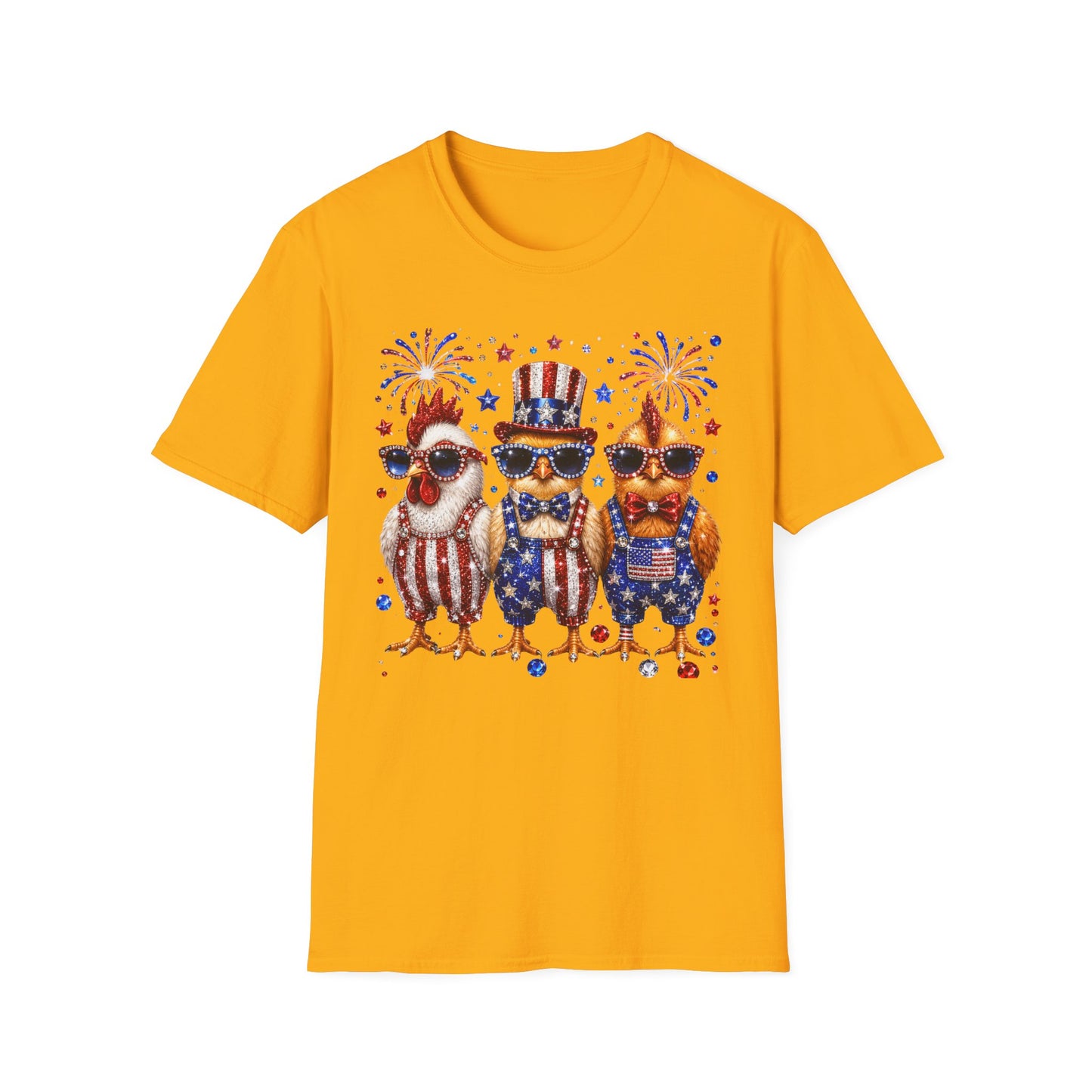 Patriotic Chickens T-Shirt — 4th of July USA Fireworks Tee