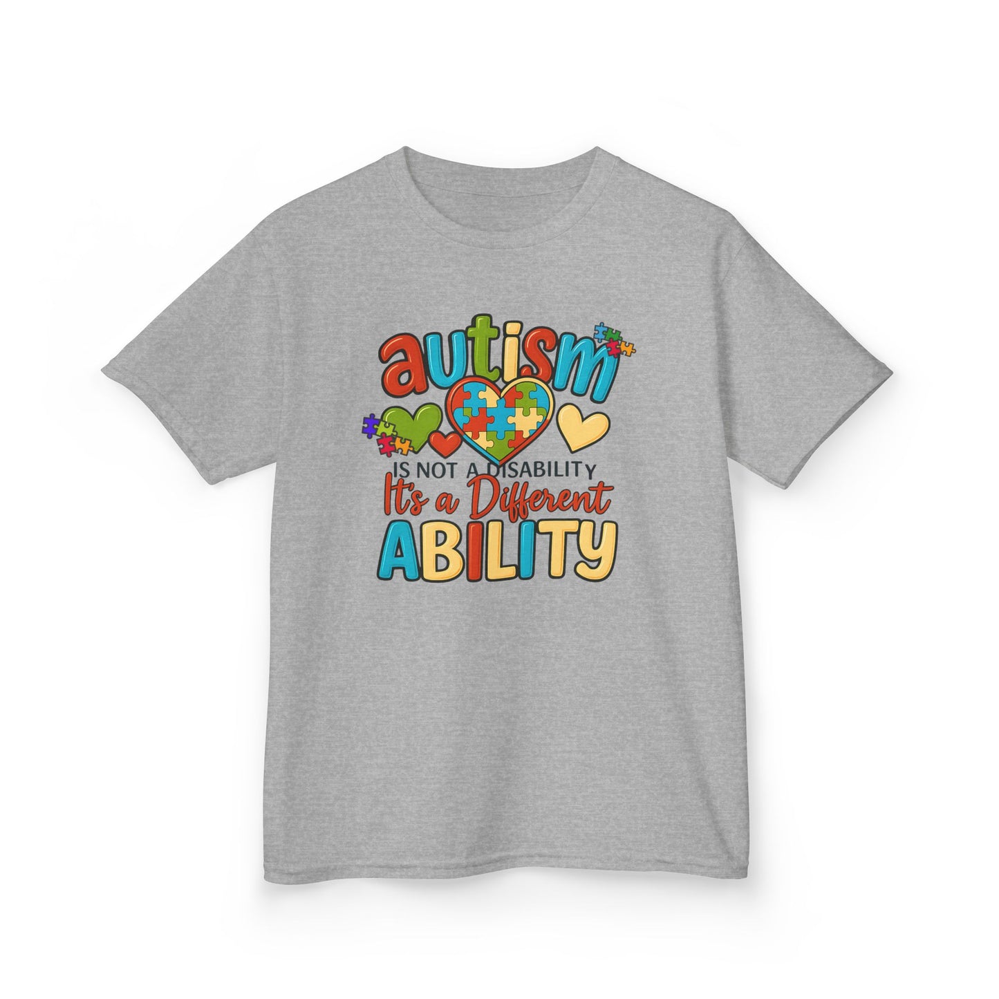Inspirational Autism Graphic Tee  Not a Disability, Just a Different Ability