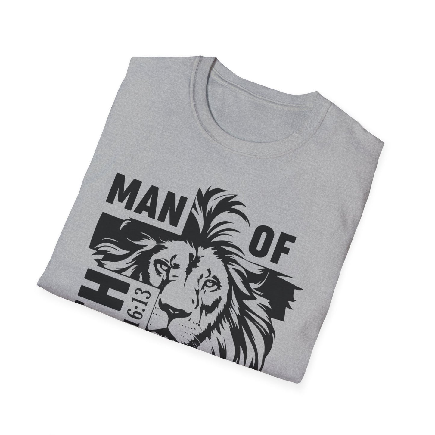 Man of Faith – Lion of Strength Softstyle Tee   Man of Faith Lion Design - Christian Apparel