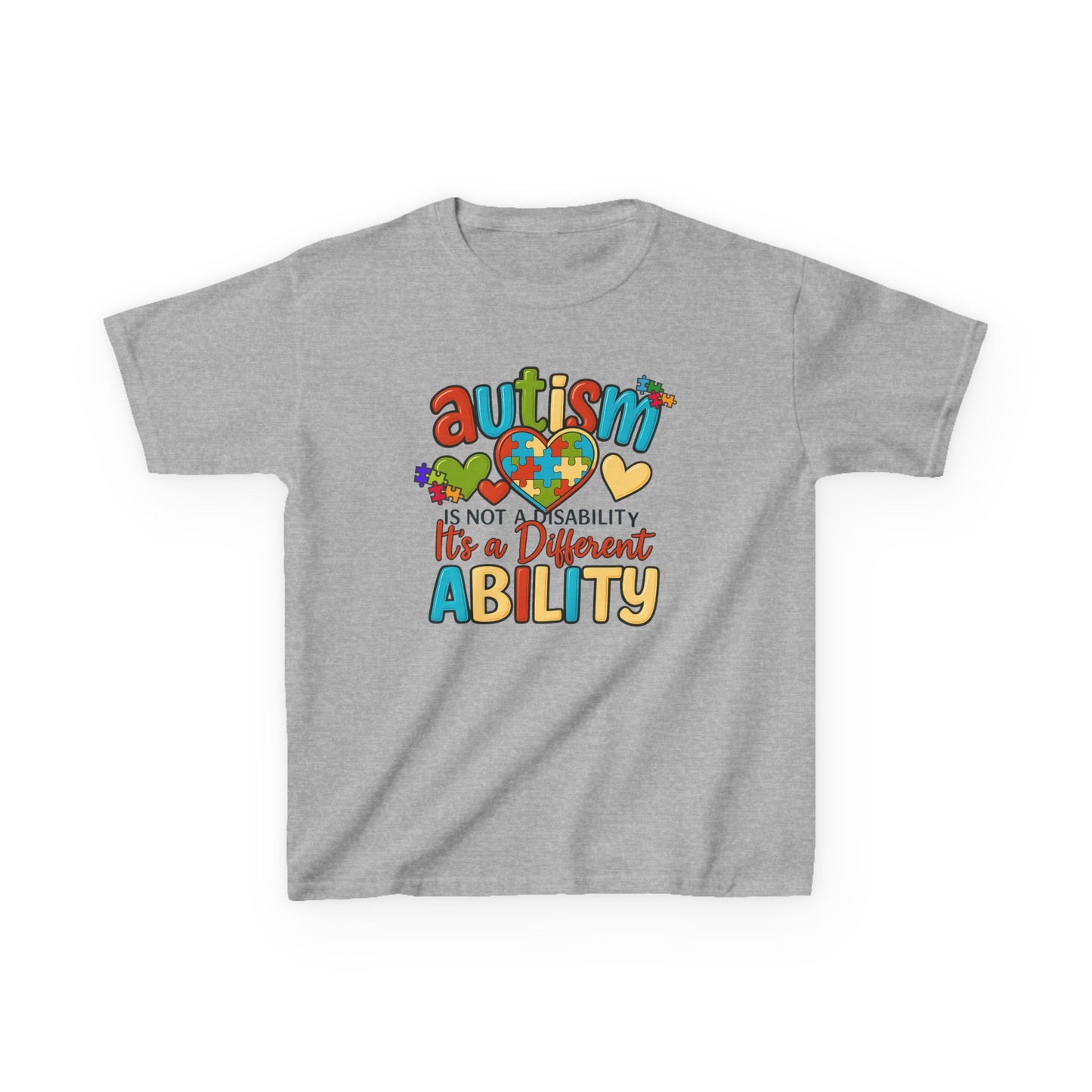 Inspirational Autism Graphic Tee  Not a Disability, Just a Different Ability