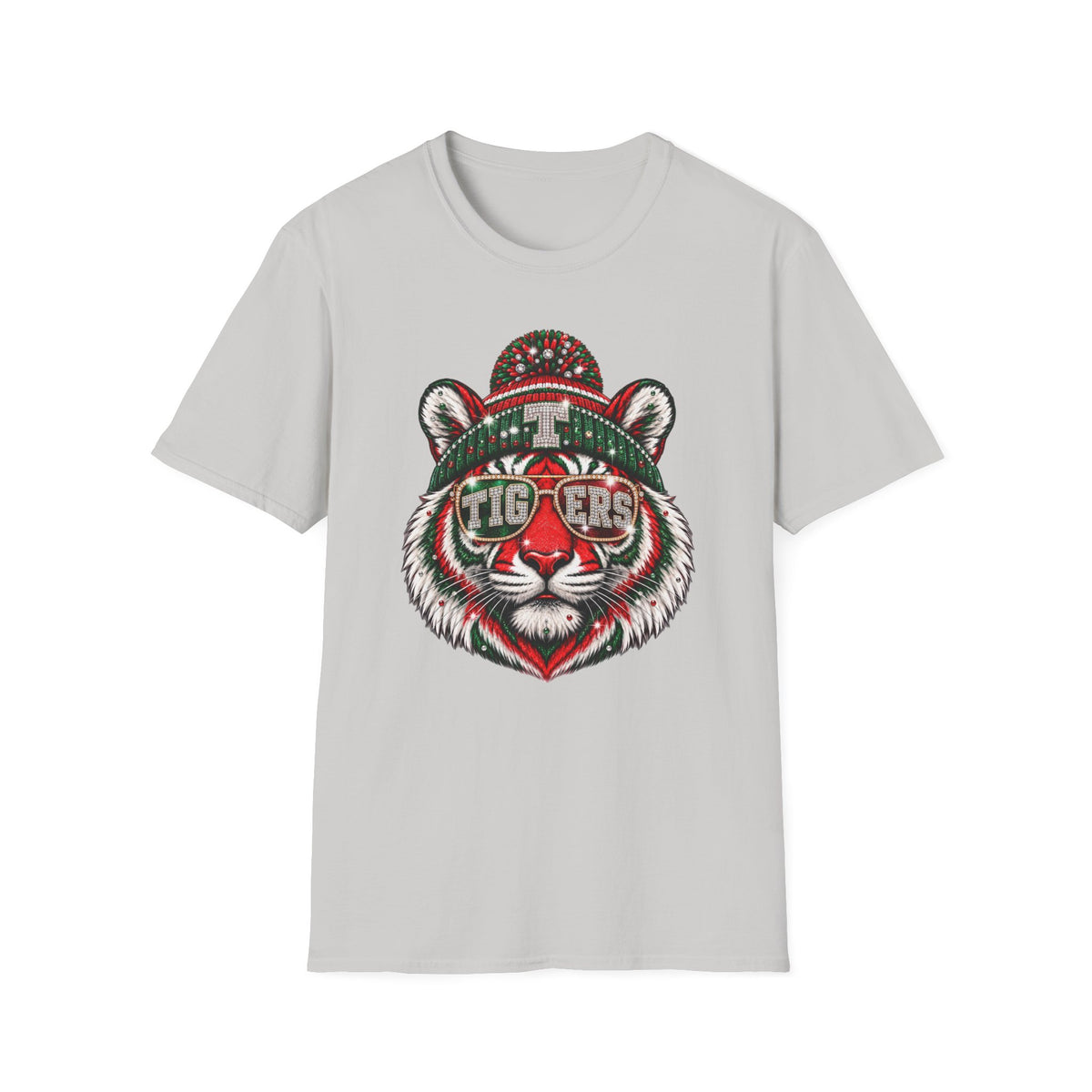 Tiger Face Holiday Beanie T-Shirt — 'TIGERS' Sunglasses Graphic