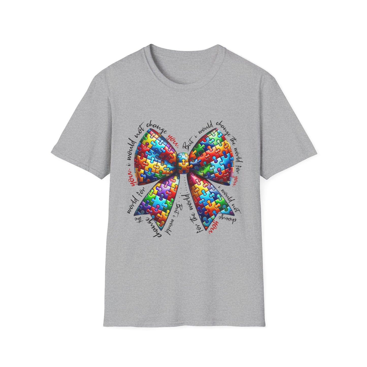 "Autism Pride Bow Tee – Change the World for You"