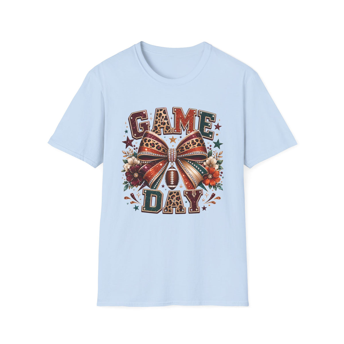 Game Day T‑Shirt — Leopard Bow Football Spirit Tee