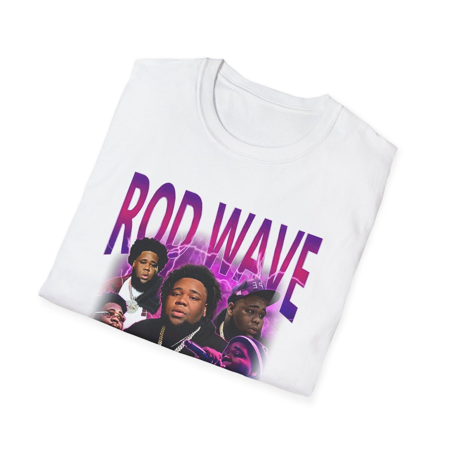 Rod Wave Graphic Unisex Tee – Purple Lightning Collage Shirt – Fan Art T-Shirt for Music Lovers