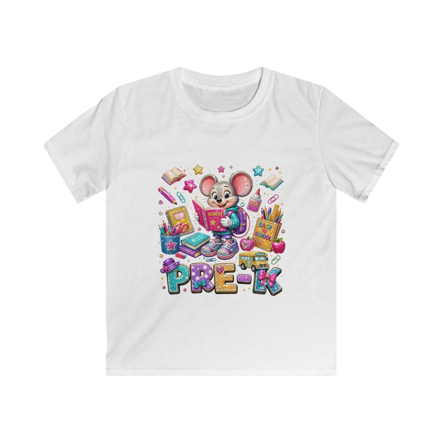 Back to School Pre-K Kids Tee — Cute Mouse Reading Design