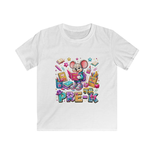 Back to School Pre-K Kids Tee — Cute Mouse Reading Design