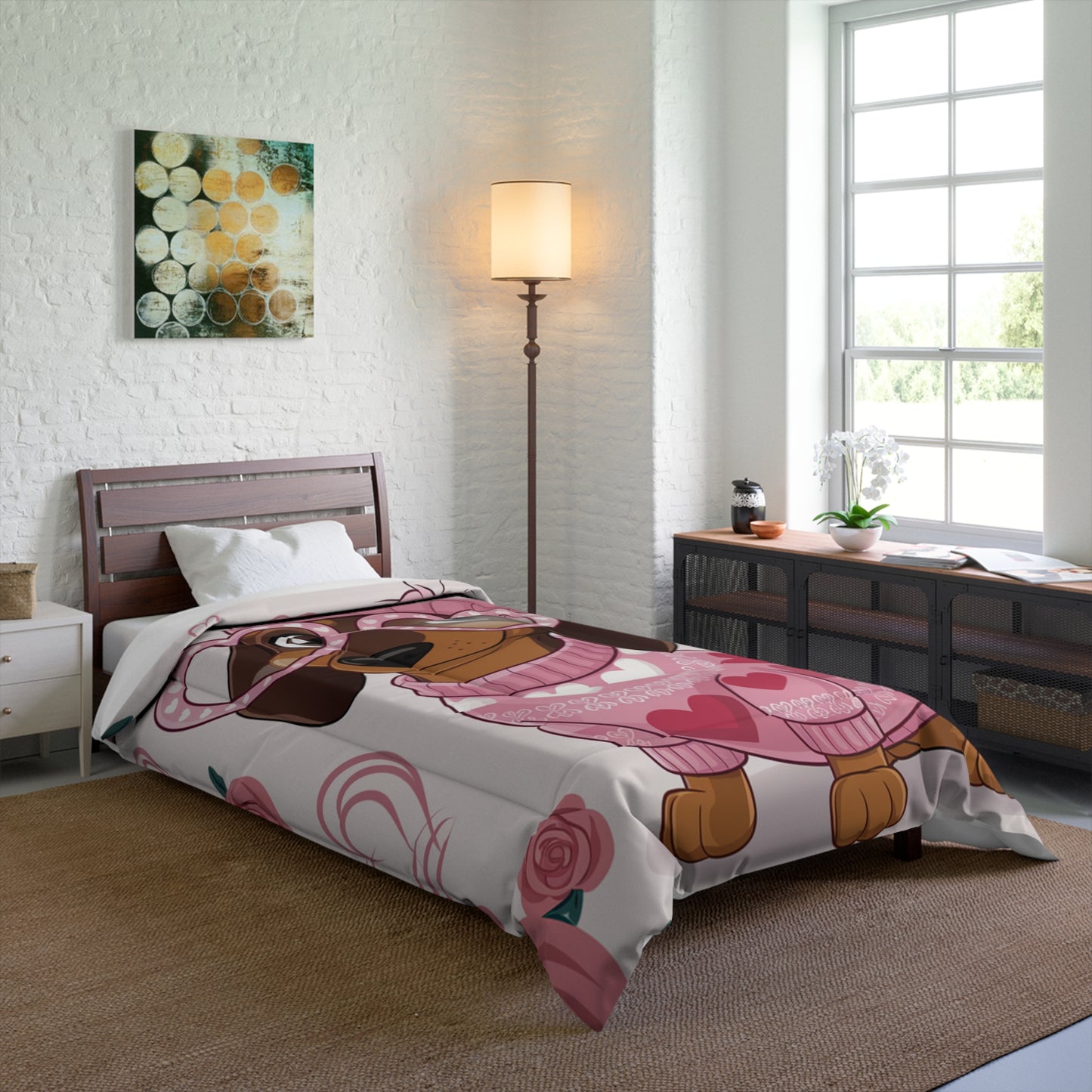 Cozy Dachshund Comforter / Matching Pillow Shams & Curtains Also Available!