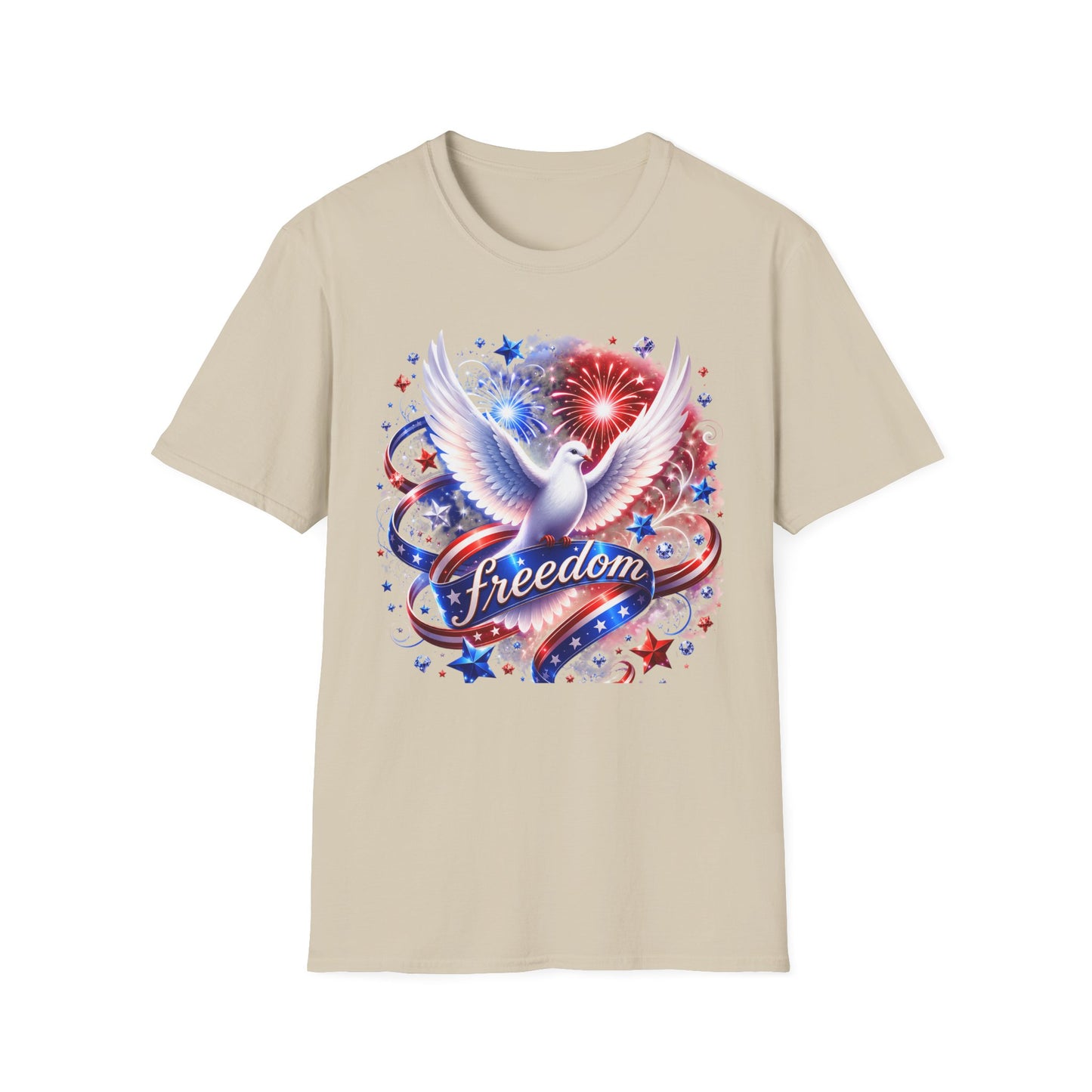 Freedom Dove T-Shirt — Patriotic American Flag Fireworks Tee