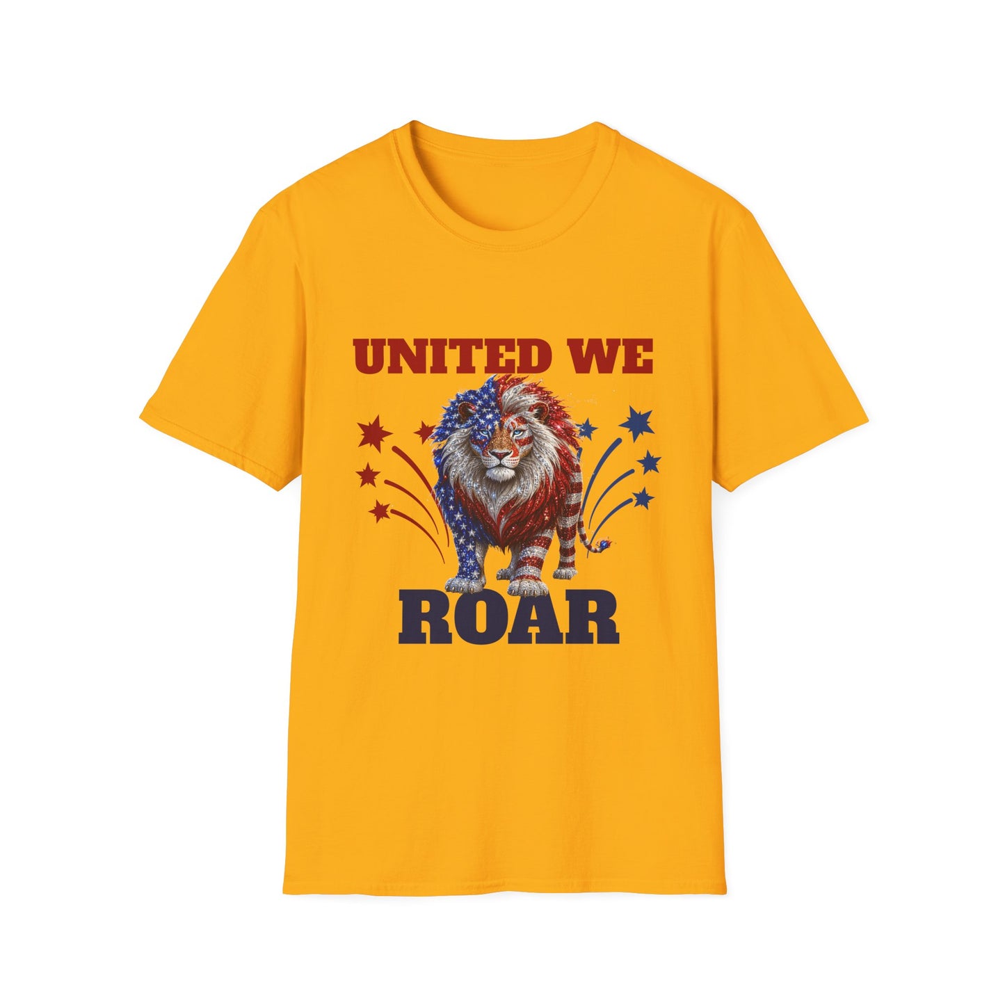 United We Roar T-Shirt — Patriotic American Lion Tee