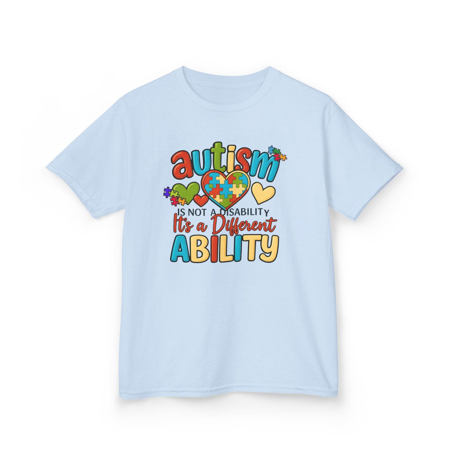 Inspirational Autism Graphic Tee  Not a Disability, Just a Different Ability