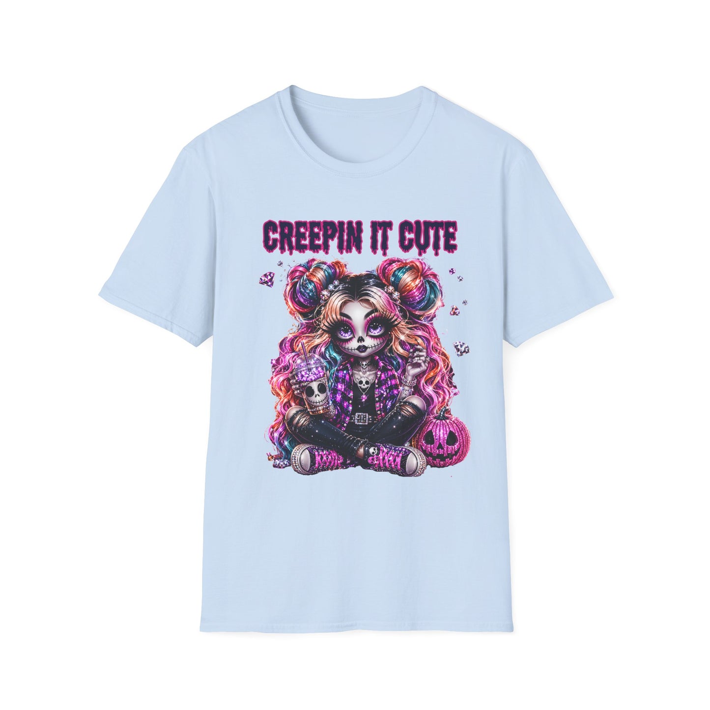 Creepin' It Cute T-Shirt — Colorful Gothic Sugar Skull Design